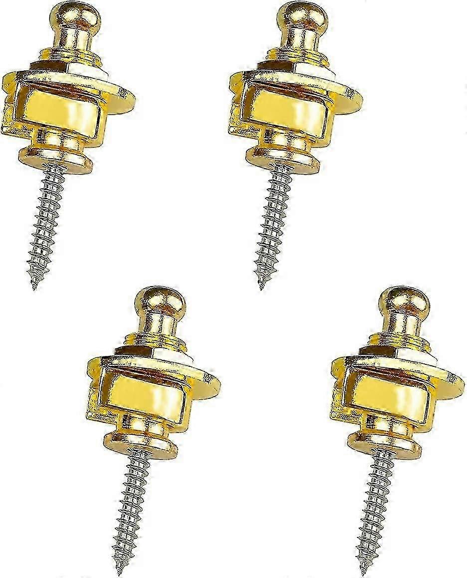 4-Pack Copper Round Guitar Strap Buckle Heads, Gold