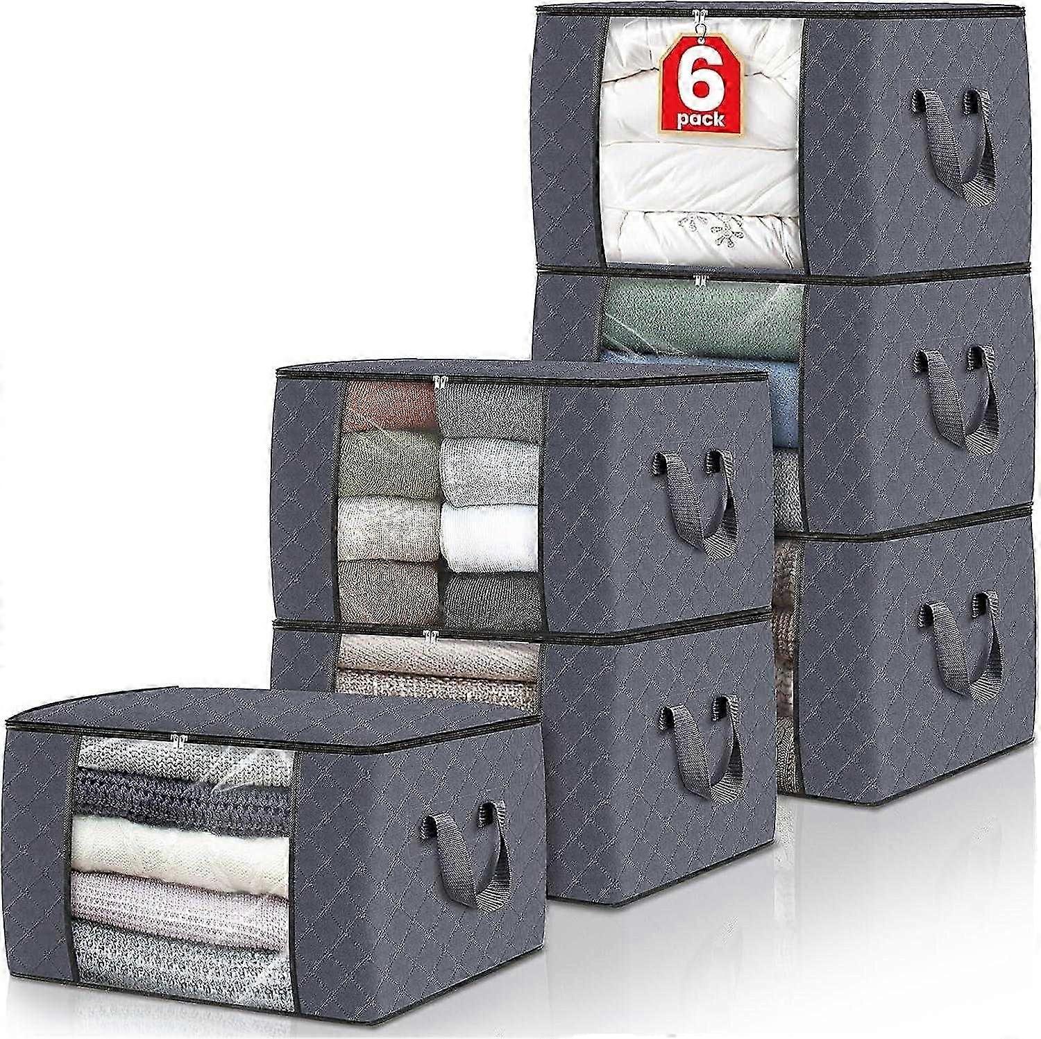 2025 Latest Model 6 Pack Clothes Storage, Foldable Thick Fabric Blanket Storage