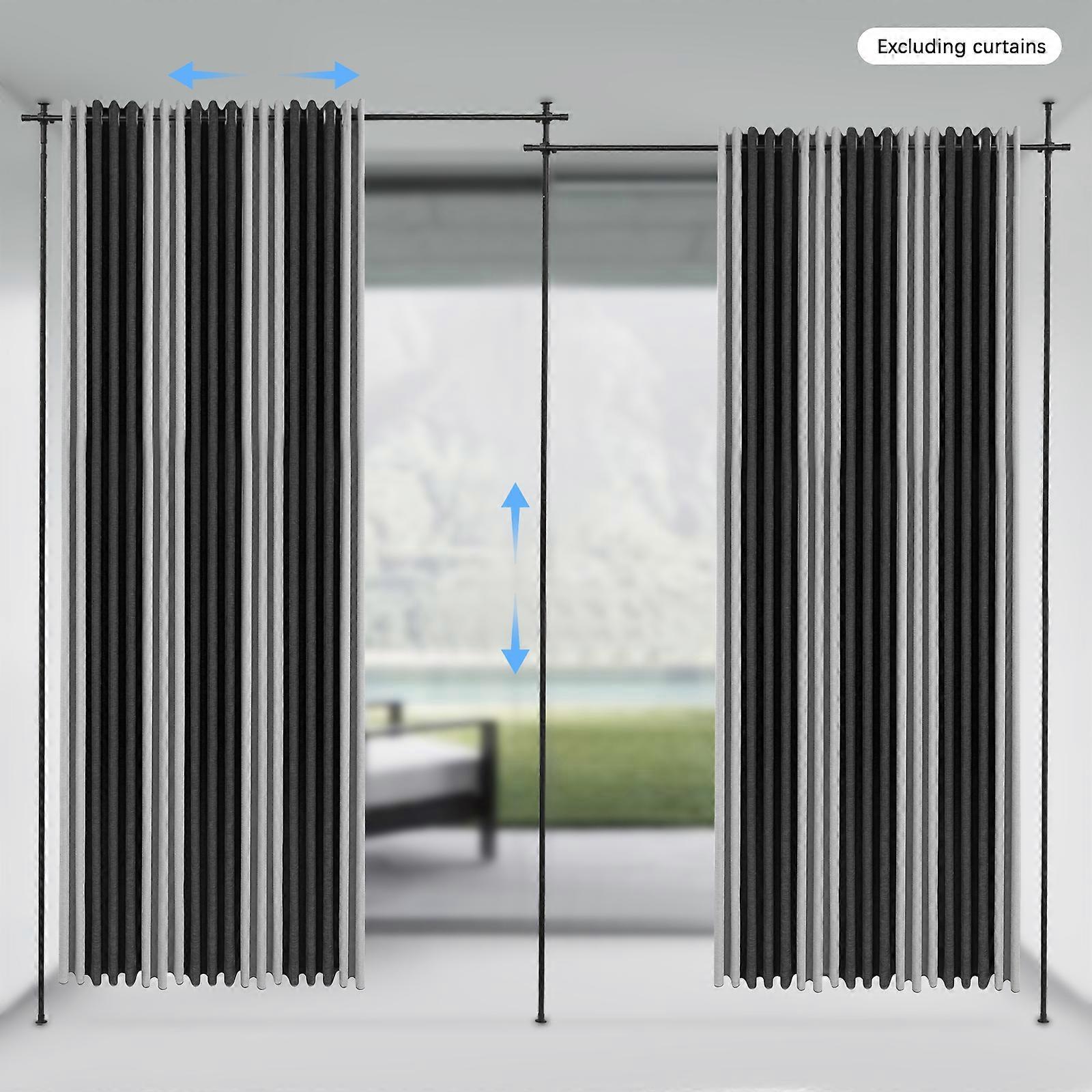 Supporto per divisorio per tende 4-6 FT Asta per tende espandibile Divisore per ambienti Resistente ai danni Supporto di tensione verticale autoportante Carico nero 25-40 kg