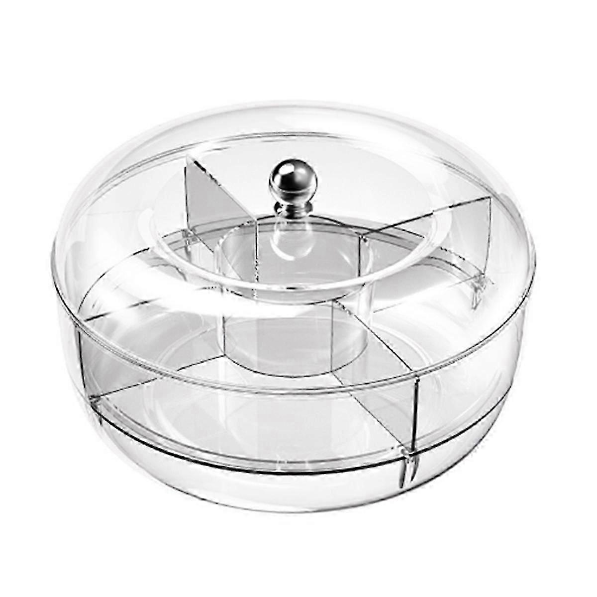 Optimized Chilled Veggie & Fruit Tray Platter with Divided Rotating Serving Function and Lid for Snacks & Vegetable Chips