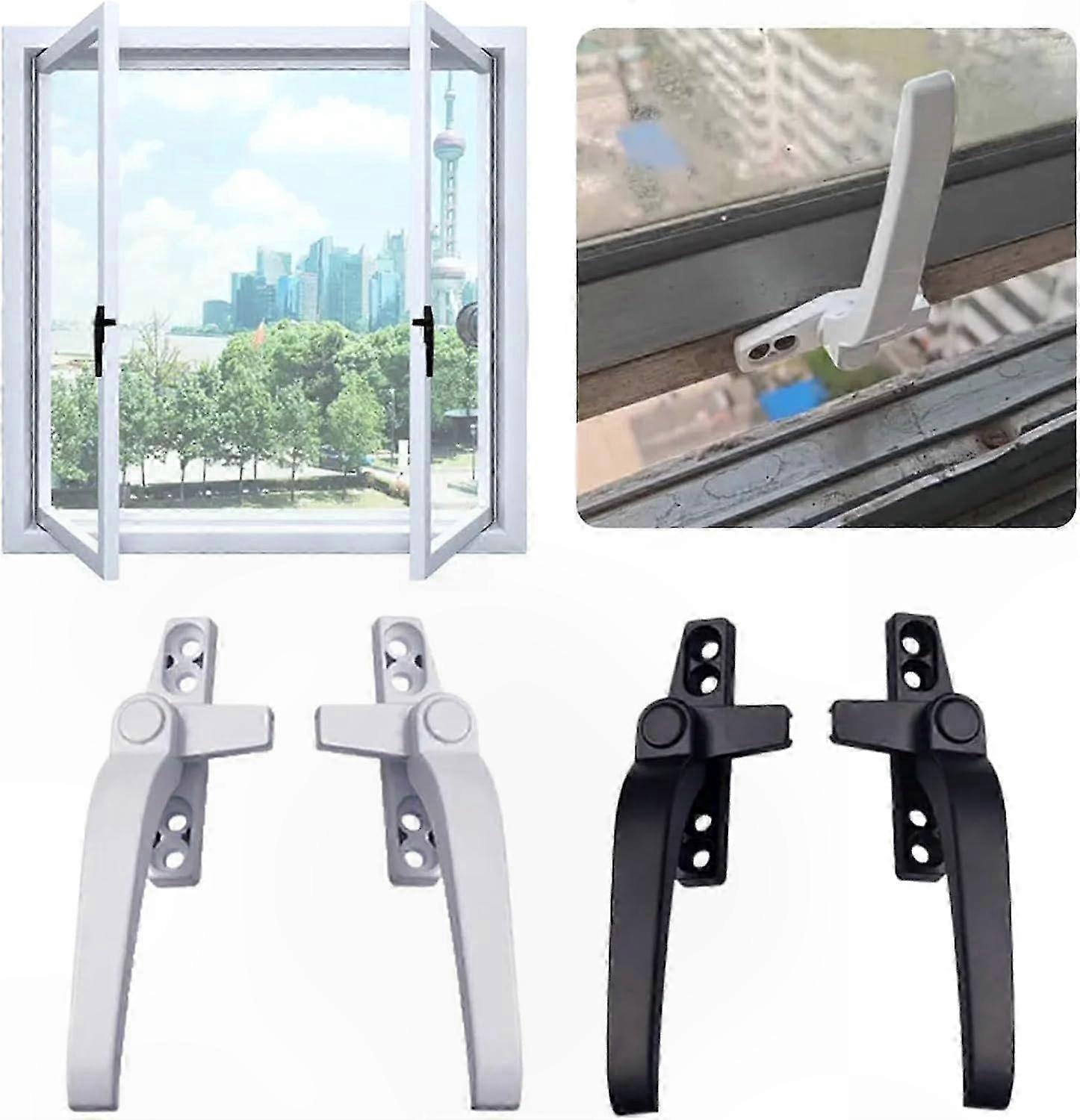 White Aluminum Window Handles, 1 Left and 1 Right, Door Fittings for Windows