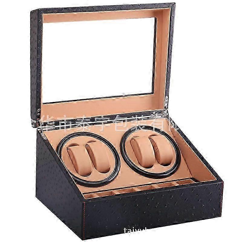 Mechanical watch winder leather box 4 plus 6 capacity