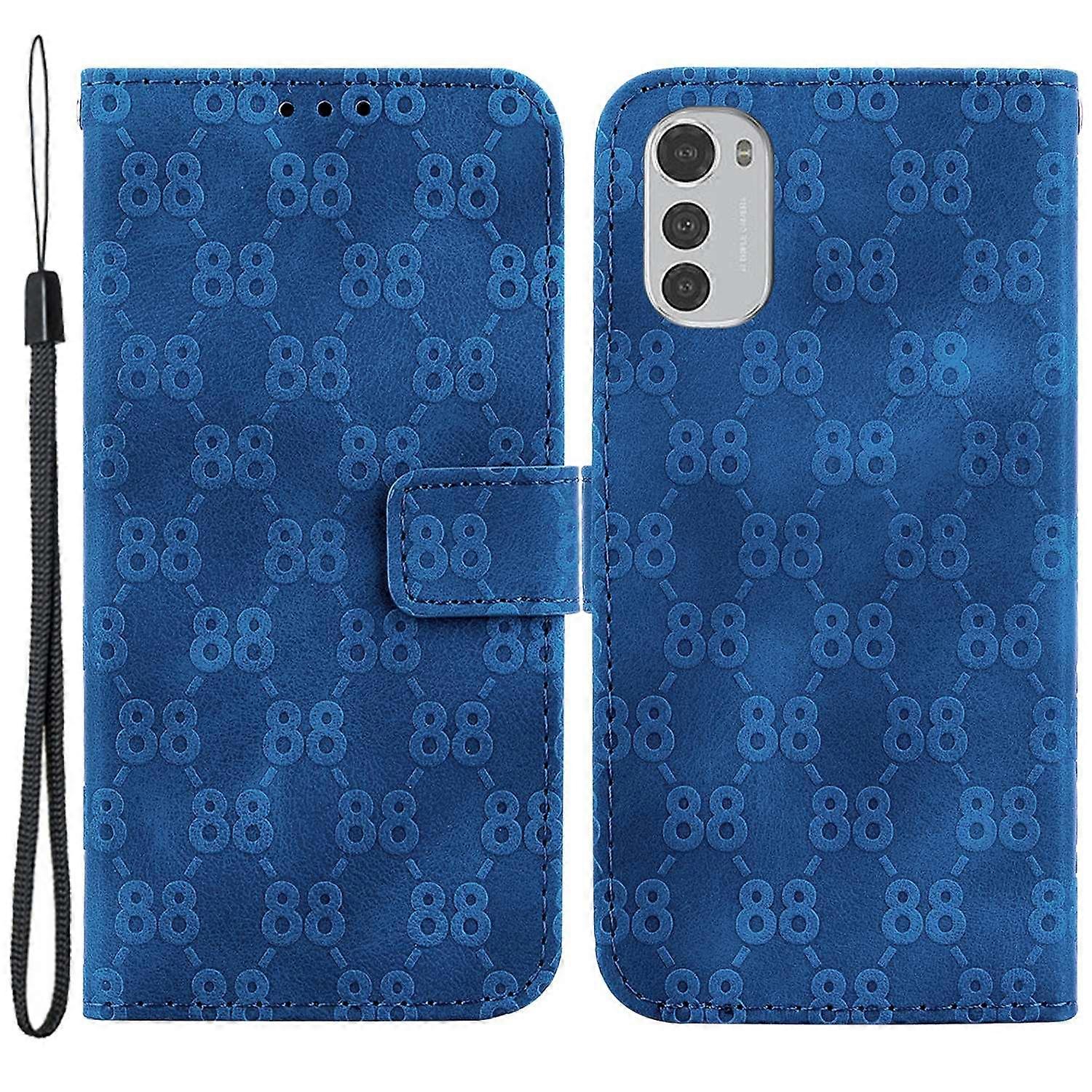 For Motorola Moto E32 4G Wallet Function Double 8-Shape Imprint Stand Shell Leather Phone Case
