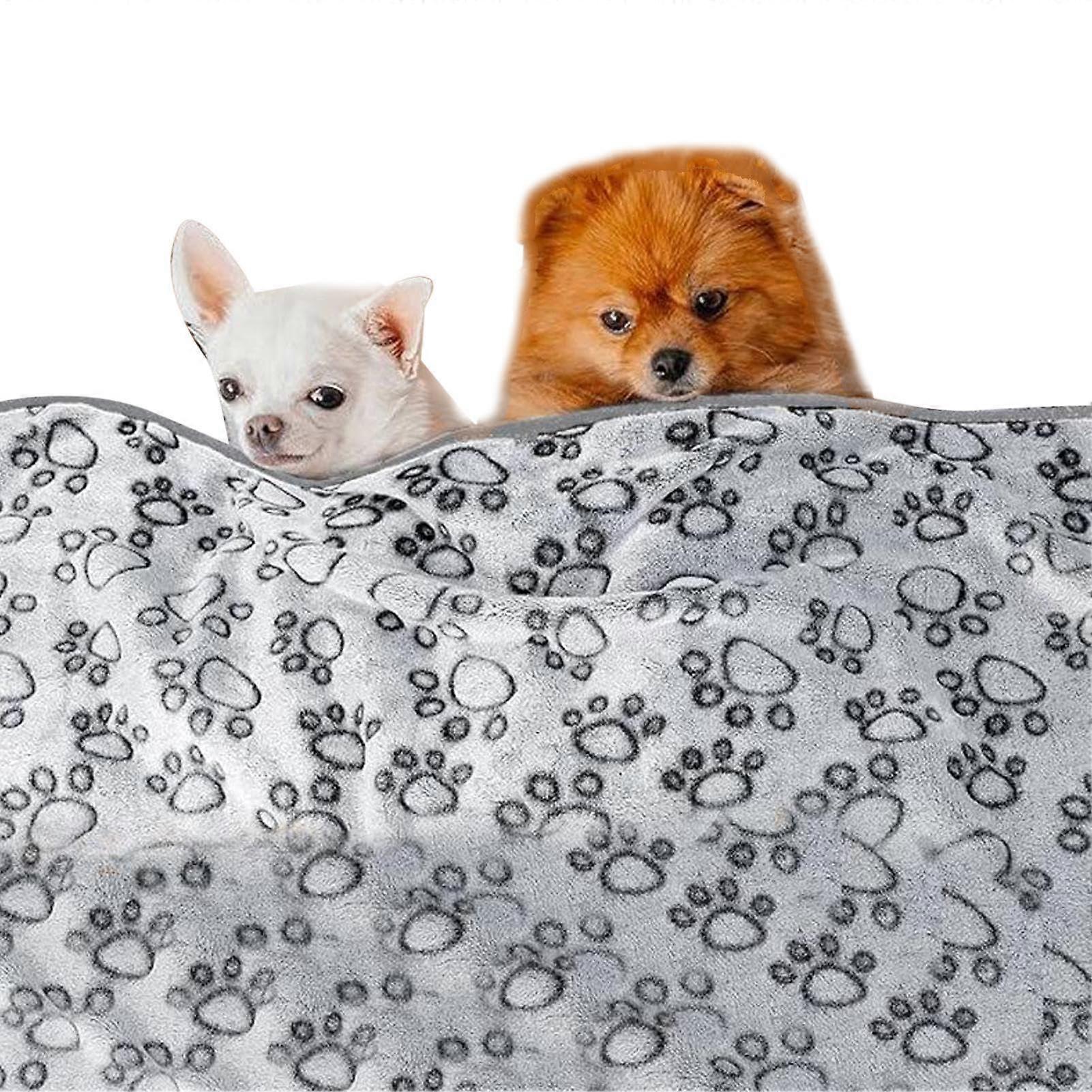 Paw Print Blanket Mat Soft Dog Sleep Cover, Warm Kitten Nap Rug, Lightweight Washable Pet Layer, Cozy Plush Bedding