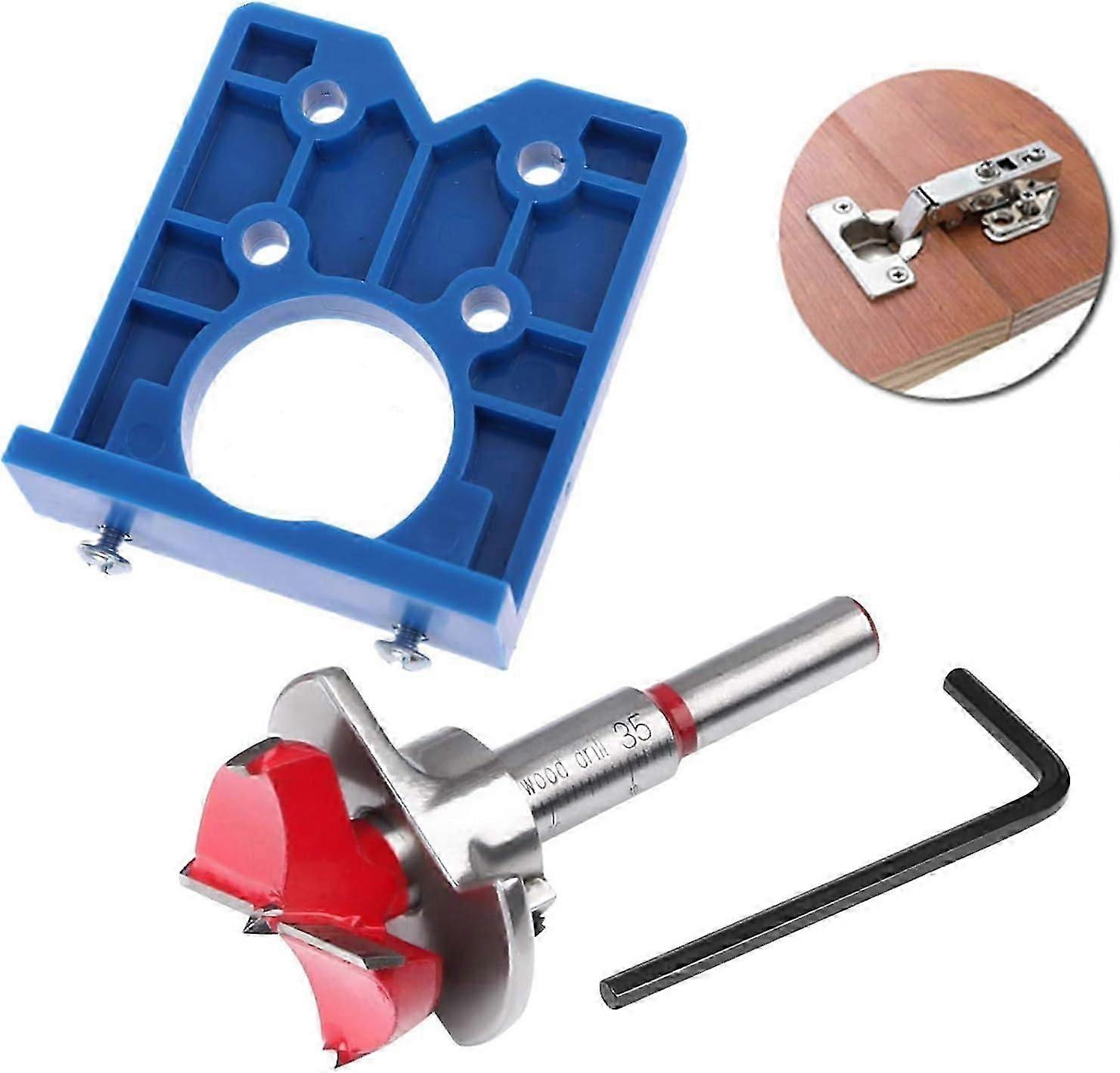 Carbide Alloy Drill Bits, Concealed Hinge Jig Kit for Woodworking Tool, Hinge Drilling Hole Router with High-Quality Engineering Plastic, Precision