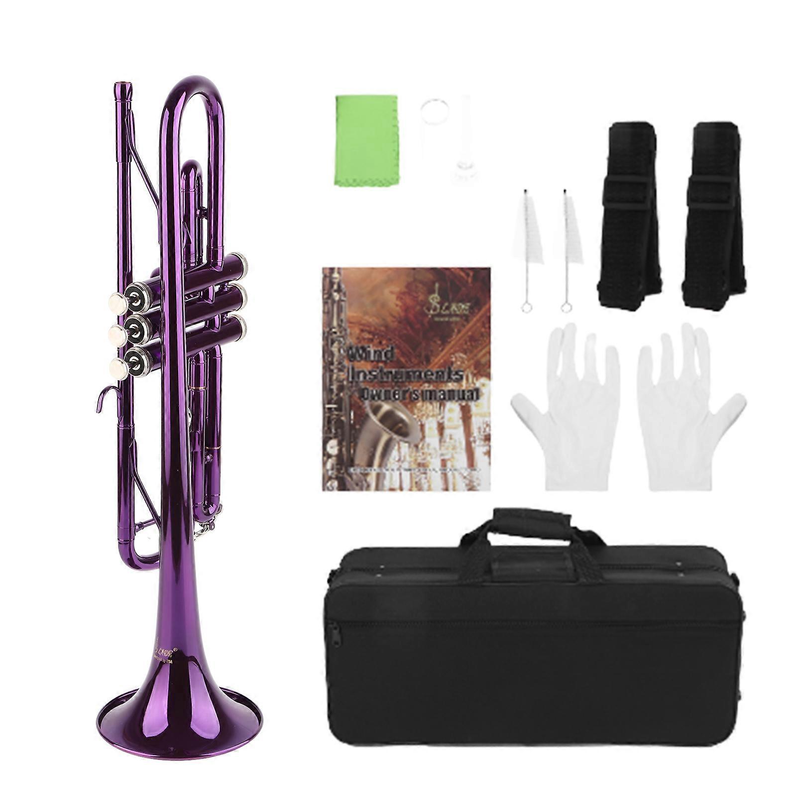 Ensemble de trompette en si bémol, accessoires de remplacement pour instruments de musique en laiton avec sac de rangement, violet