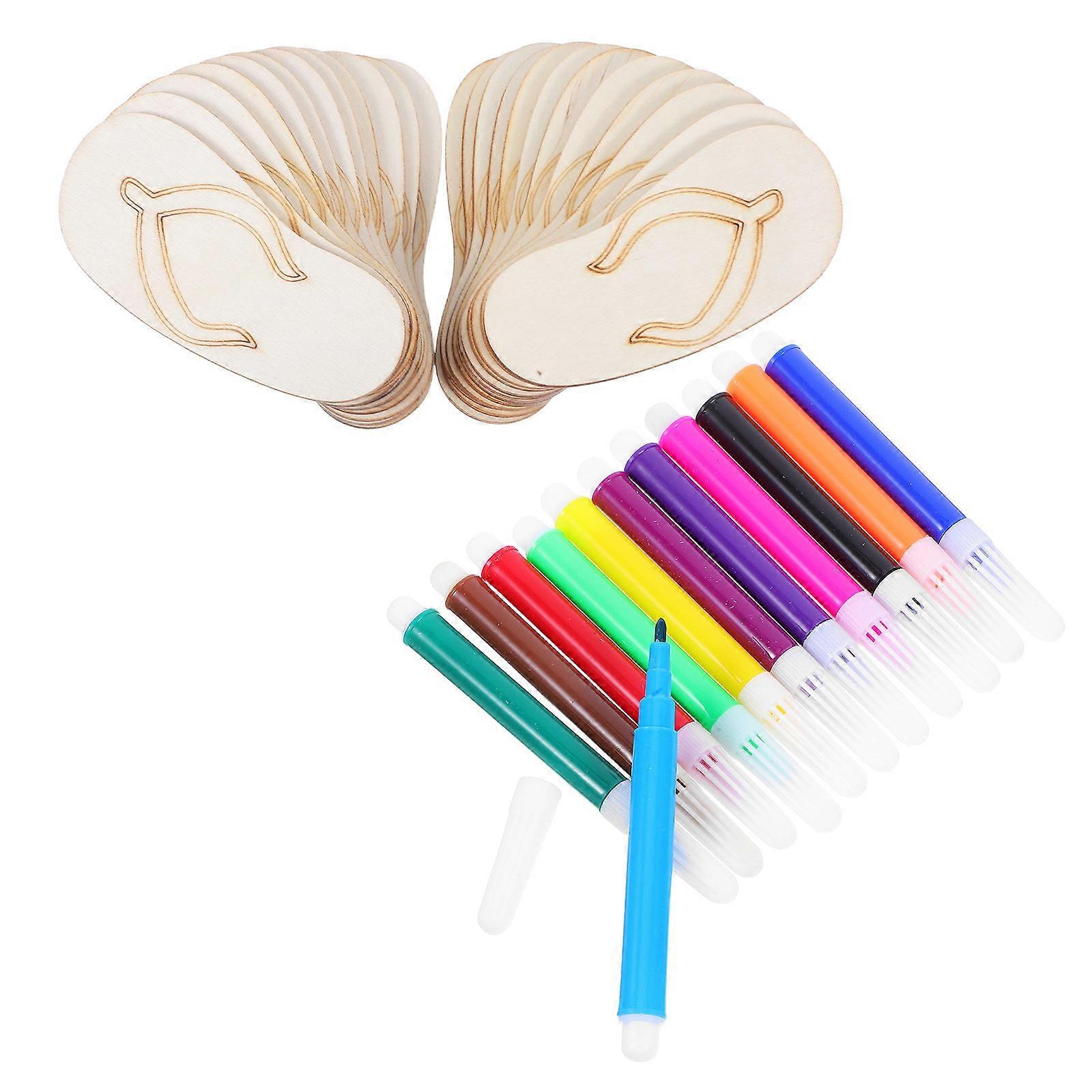Creative Drag Shoe Wood Cutouts for DIY Projects 1Set with Pens