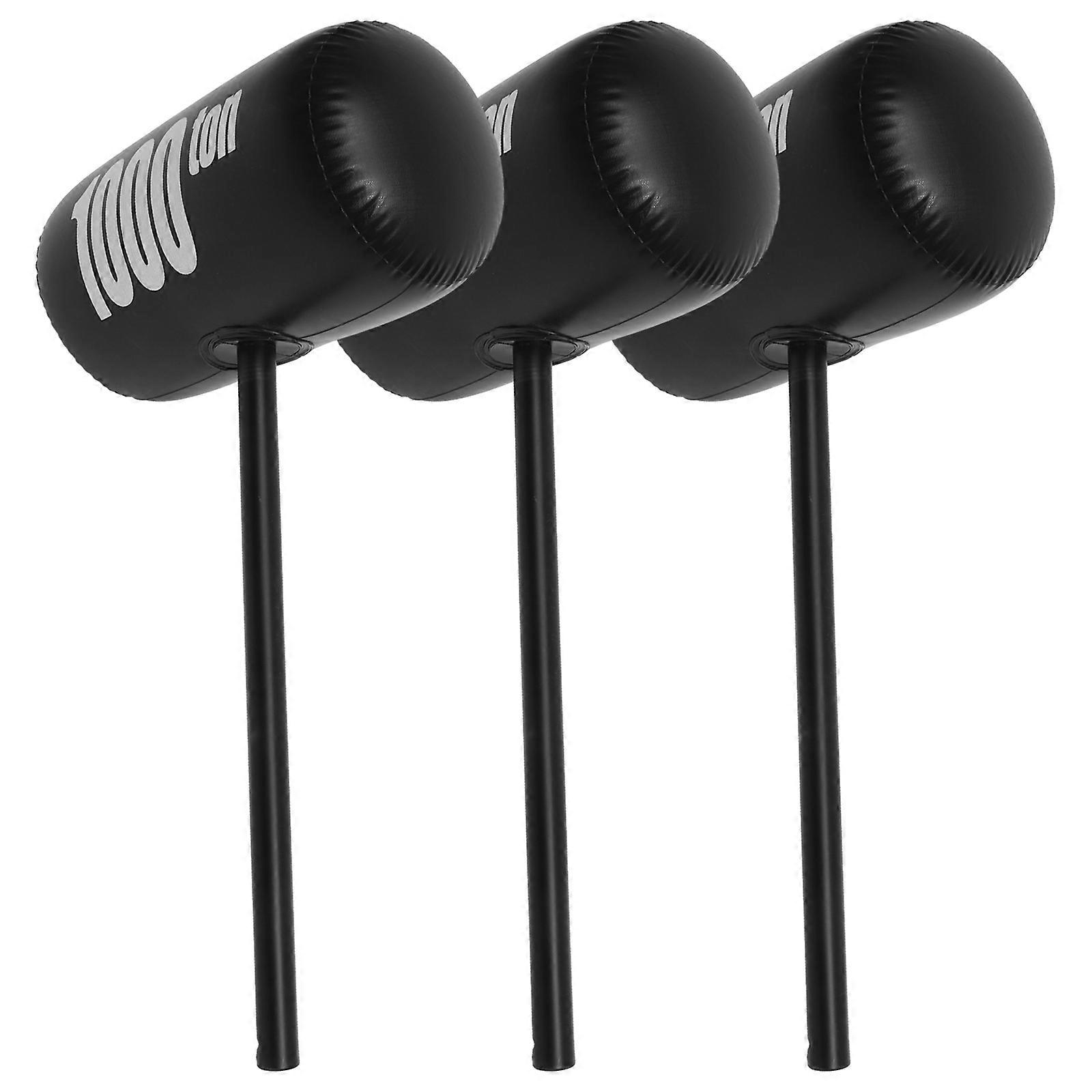 Inflatable Hammer Toy Hammer Shape Summer Pool Party Black Pvc for Hand Eye Coordination 3Pcs