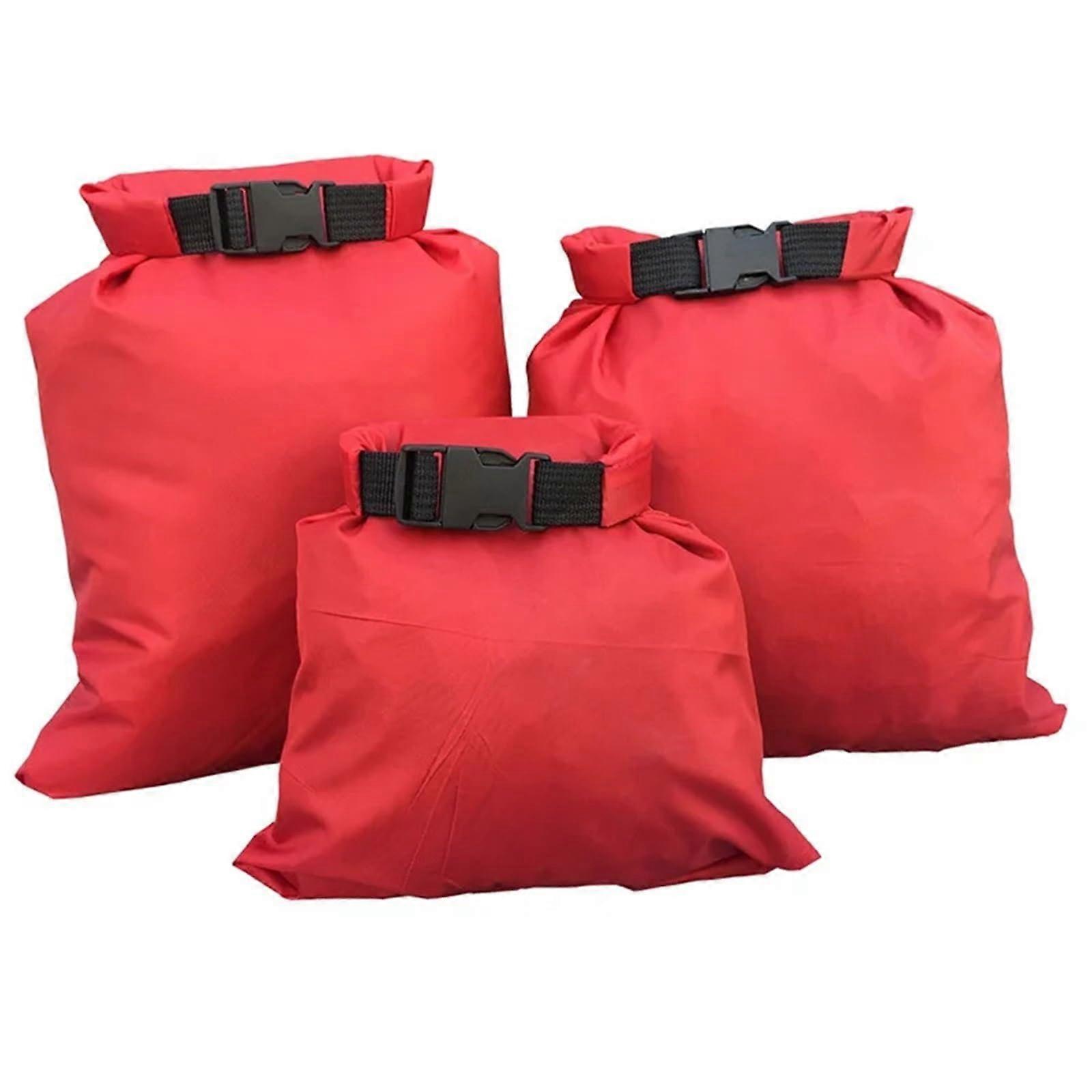 Waterproof Dry Bag 3Piece Set Red Storage Pouch For Rafting Canoeing Boating Kayaking