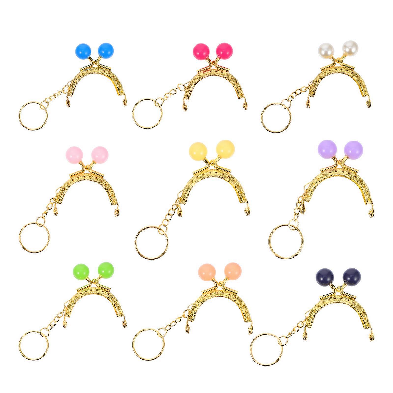 Sugar Candy Bead Head Bag Clasp for Handbag Lock 9Pcs Golden Titanium Alloy