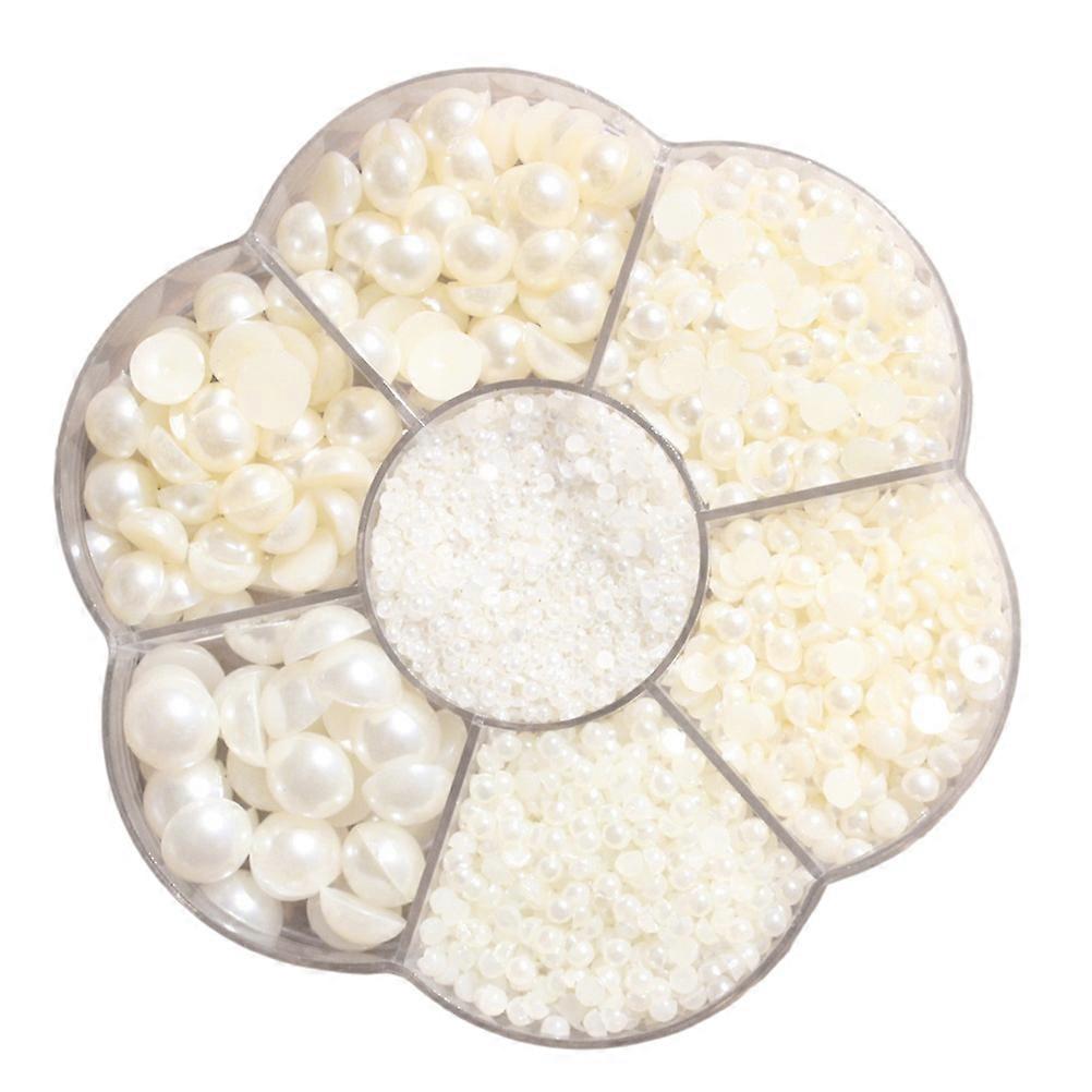 DIY Pearl Beads Kit Flat Bottom Beads 5600Pcs Beige