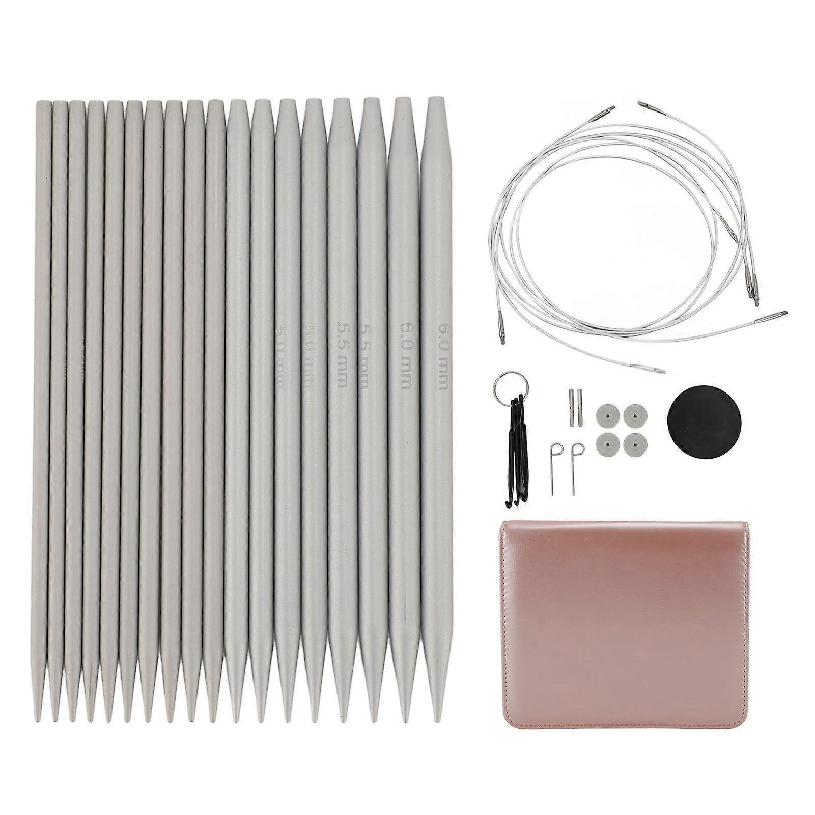 Detachable Circular Knitting Needle Set 3.0-6.0mm Interchangeable Needles with Cables for Sweater Lace Weaving