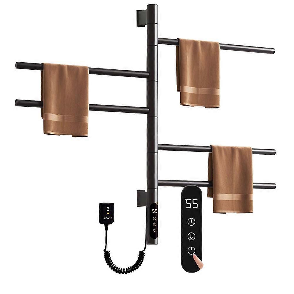 G63 Rotatable Electric Towel Rack for Bathroom Kitchen Smart Temperature Control Heating Drying Storage Rack (EU Plug)