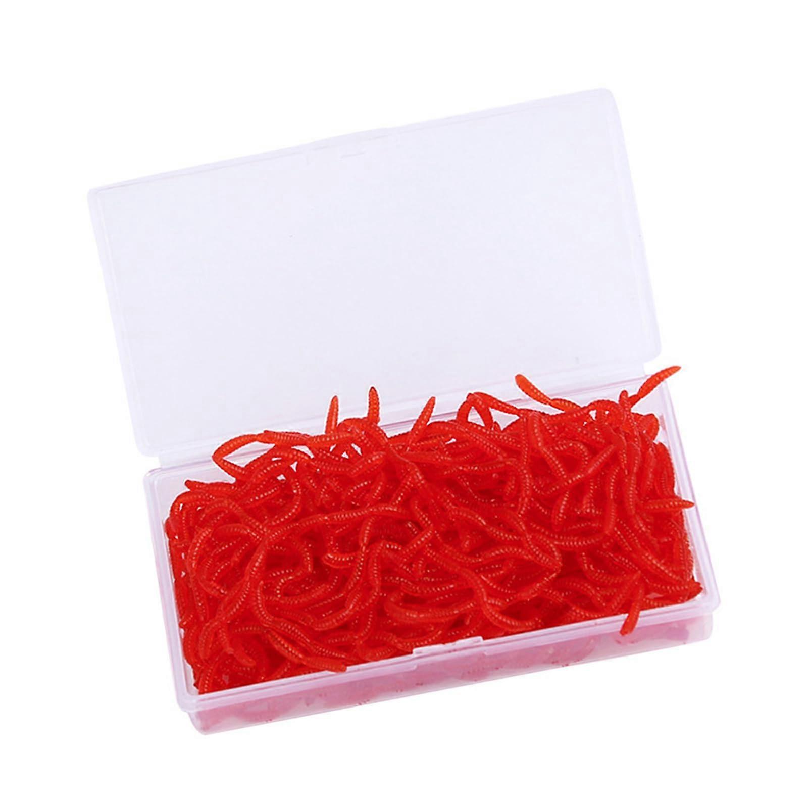 Soft Artificial Lure 200Piece Set For Trout Earthworm Bloodworms Simulation Red Worm Color Fishing Accessories