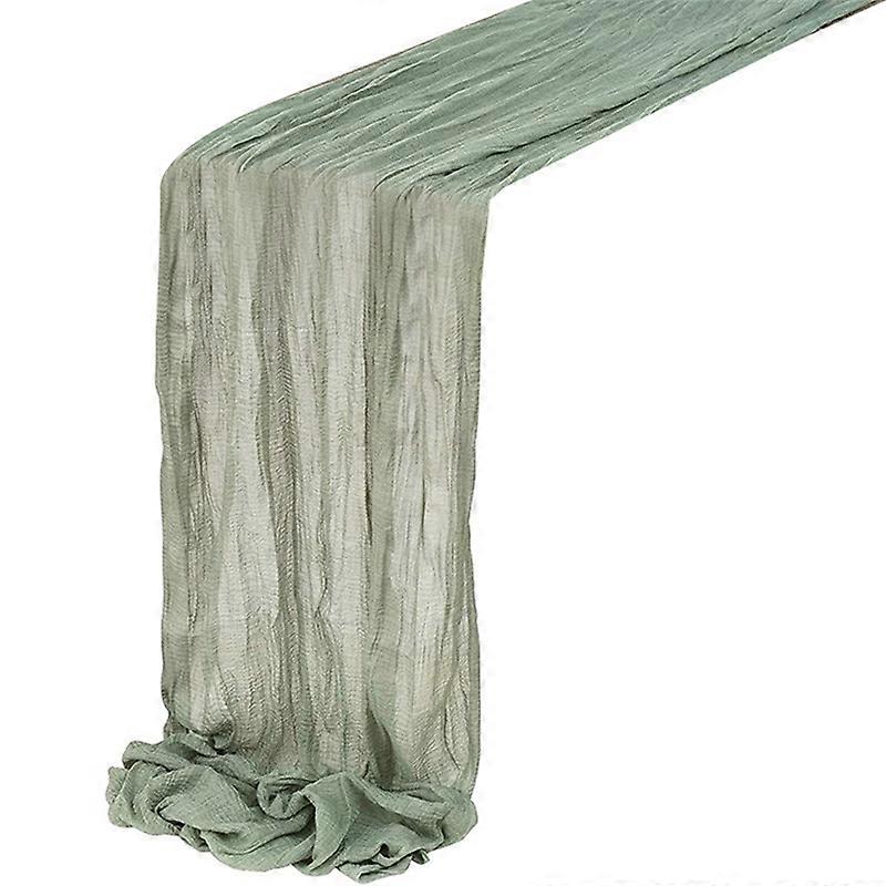 Cheesecloth Table Runner Boho Gauze Table for Wedding Green 4Pcs