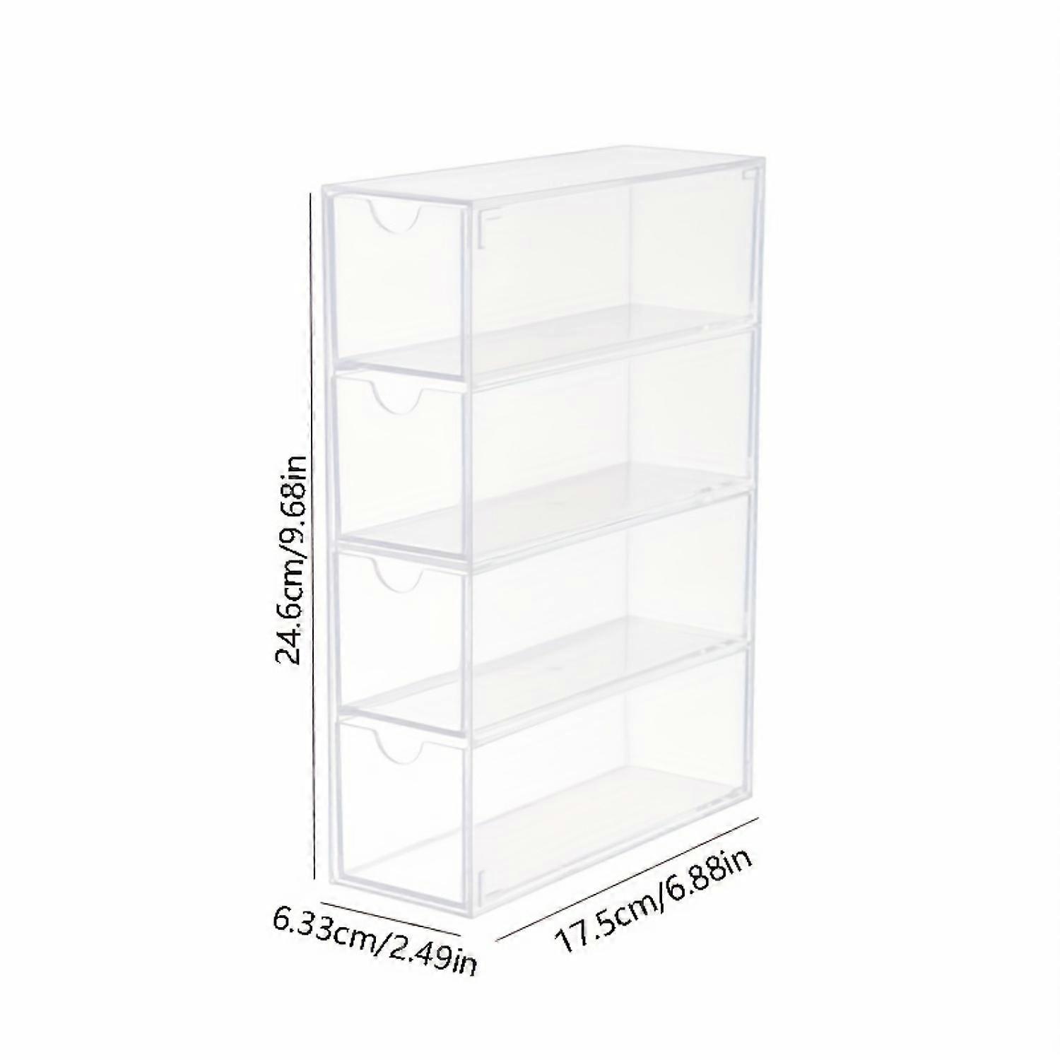 SHAOSZC Crystal-Clear Acrylic Display Box - Stackable 4-Layer Organizer for Desktop Stationery, Dustproof, Space-Saving