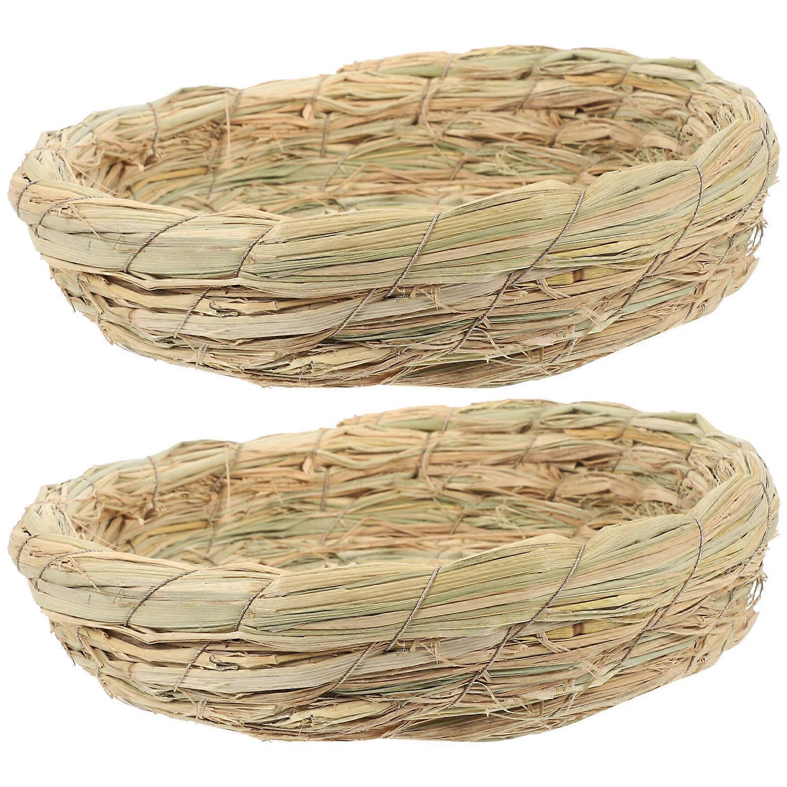 Straw Bird Nest for Bird Breeding Handwoven 4Pcs Cage House