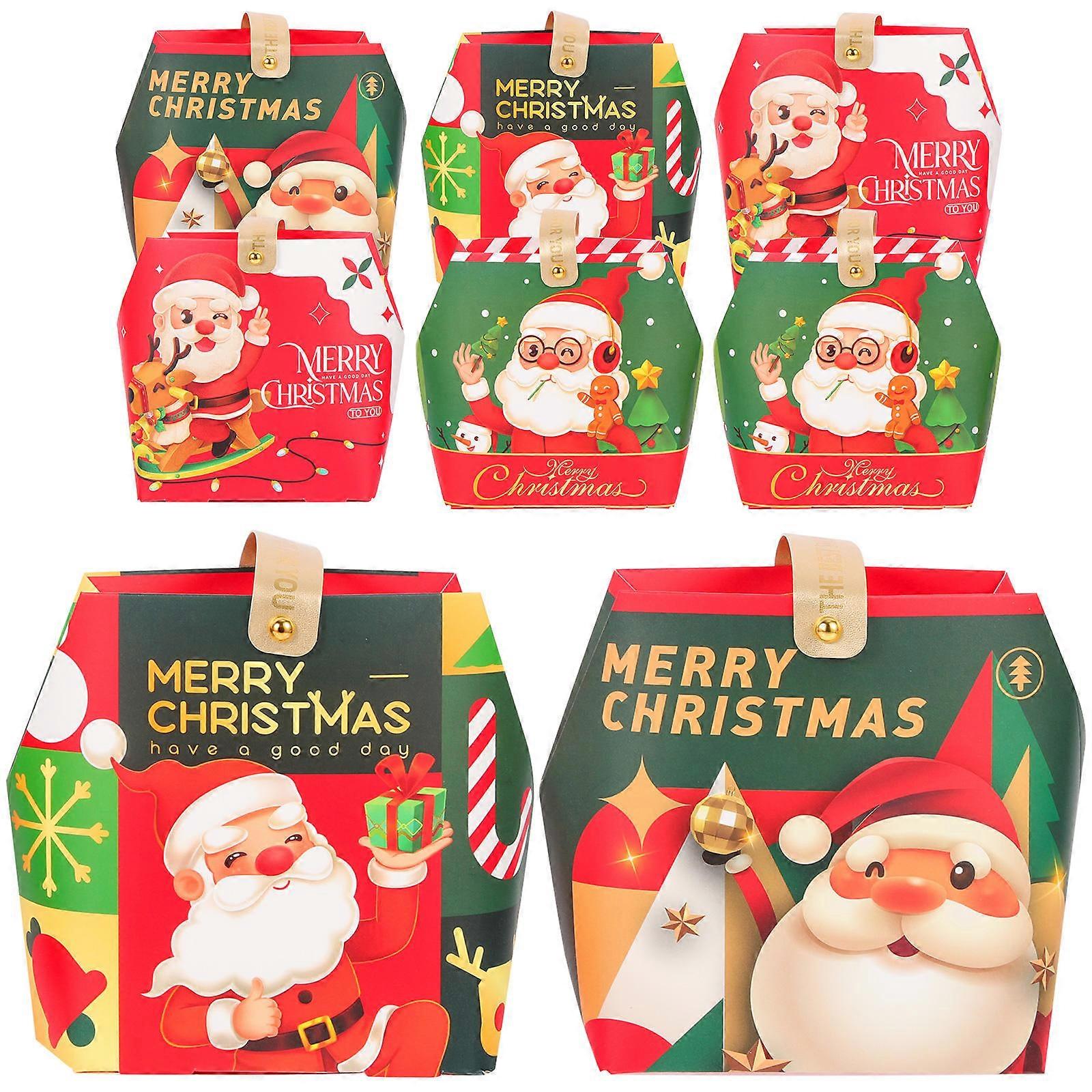 Christmas Themed Paper Boxes For Holiday Parties 18X14.5X7CM Assorted Color Packaging Cookies And Snacks 8Pcs
