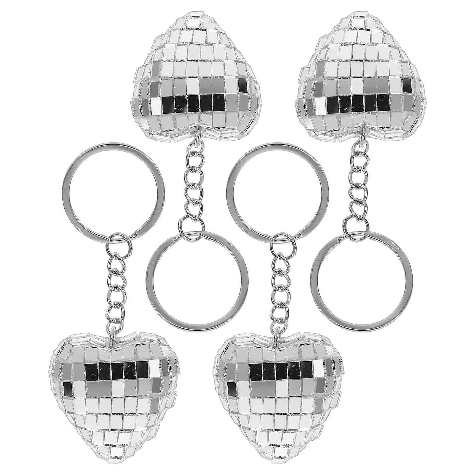 Heart Shaped Disco Style Keychain Decoration For General Consumers 12 Pcs Pendant Suitable For Gift Occasions