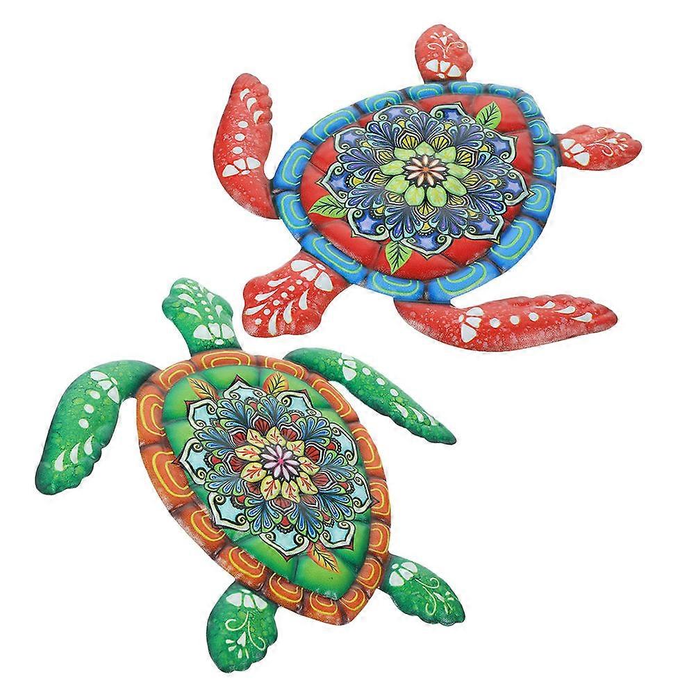 Metal Turtle Wall Decor Colorful Sculpture for Decoration 8Pcs