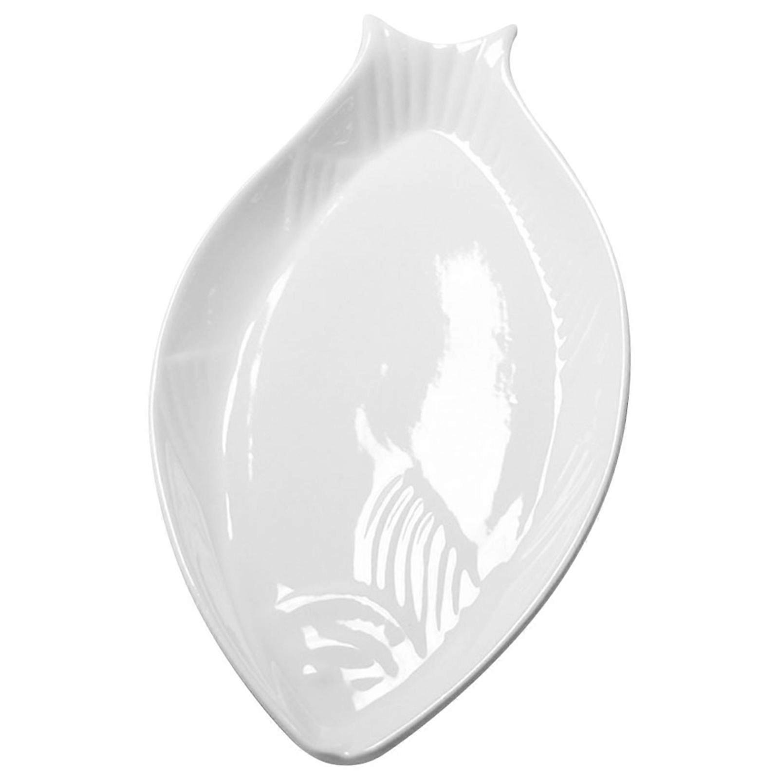 2Pcs White Ceramic Fish Serving Platter for Kitchen Use Dinner Dish