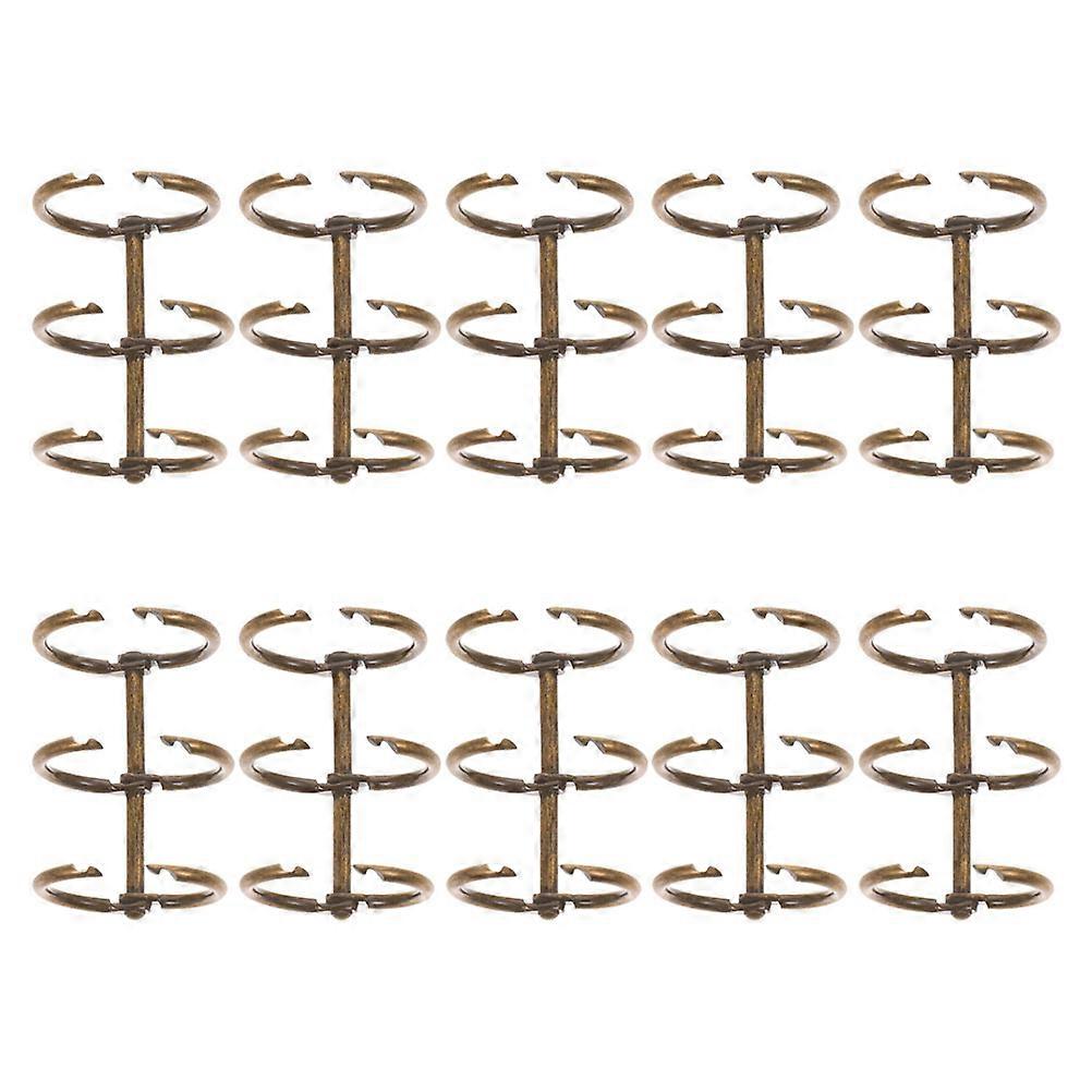 Three-Hole Book Ring Brown Alloy Binder Rings for Notebook 50Pcs