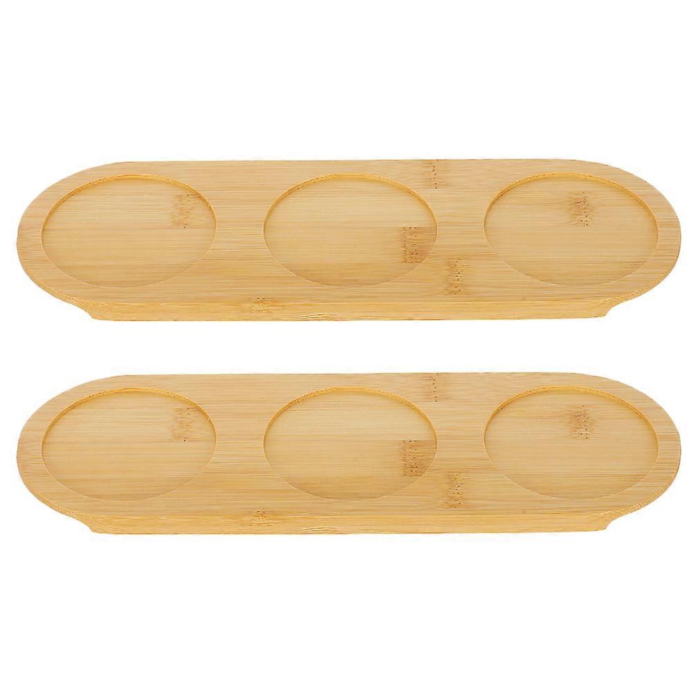 Bamboo Coaster for Storage 2Pcs Elegant Wine Holder Table Tray