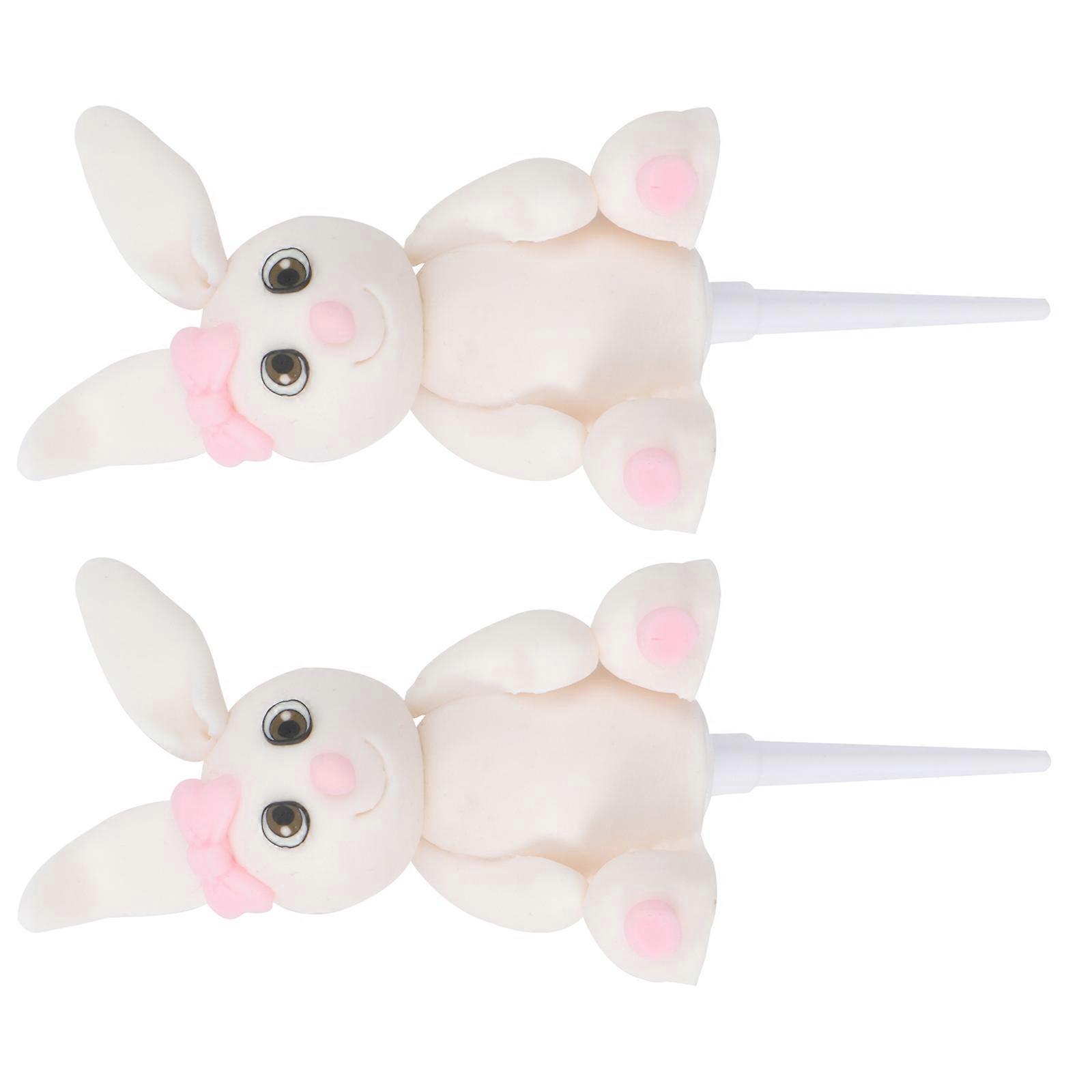 Egg Cake Toppers Cupcake Ornaments Bunny Design for Birthday Party 2Pcs