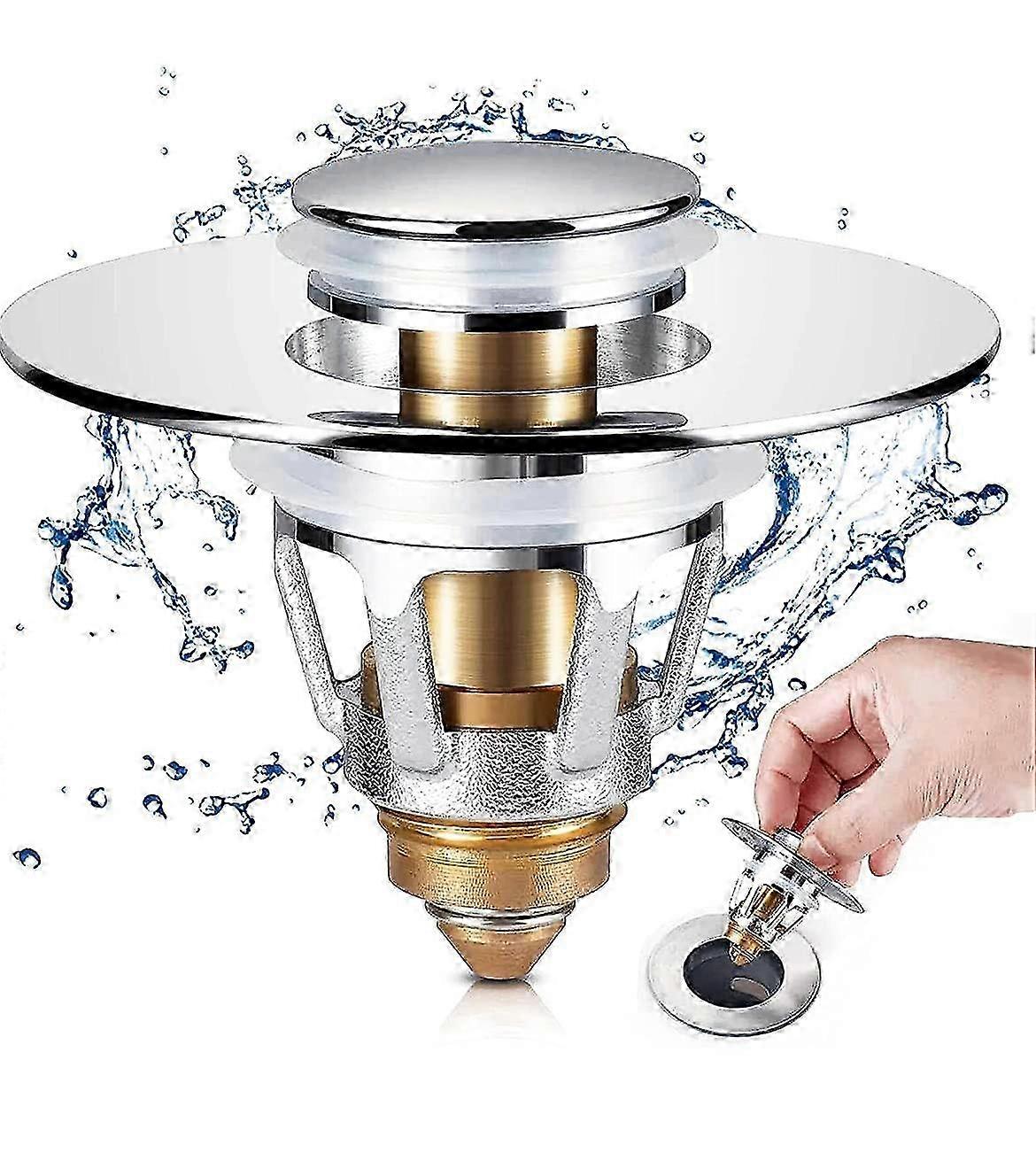 Universal 2, 1 bathroom sink stop, opened bath sink drain strainer, blockage preventive filter basket 2025