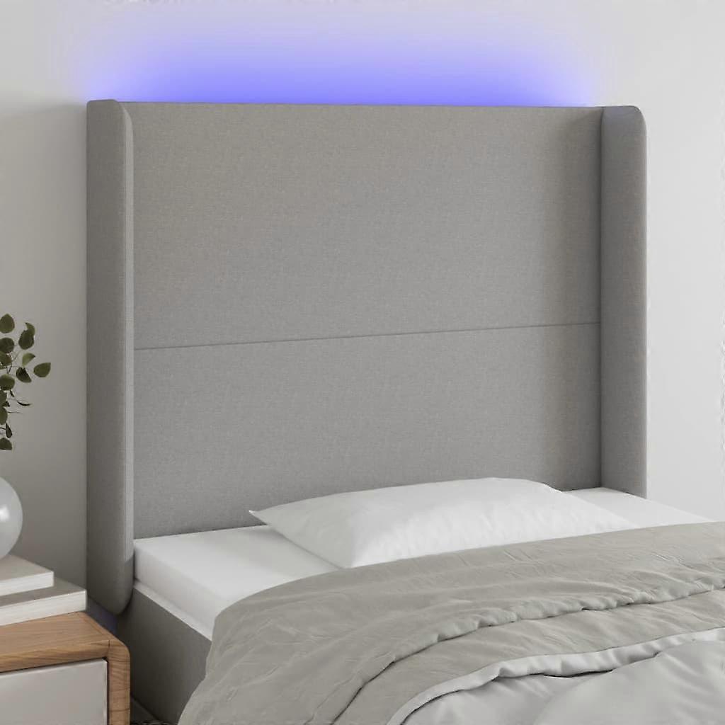 LED Kopfteil Hellgrau 93x16x118/128 cm Stoff