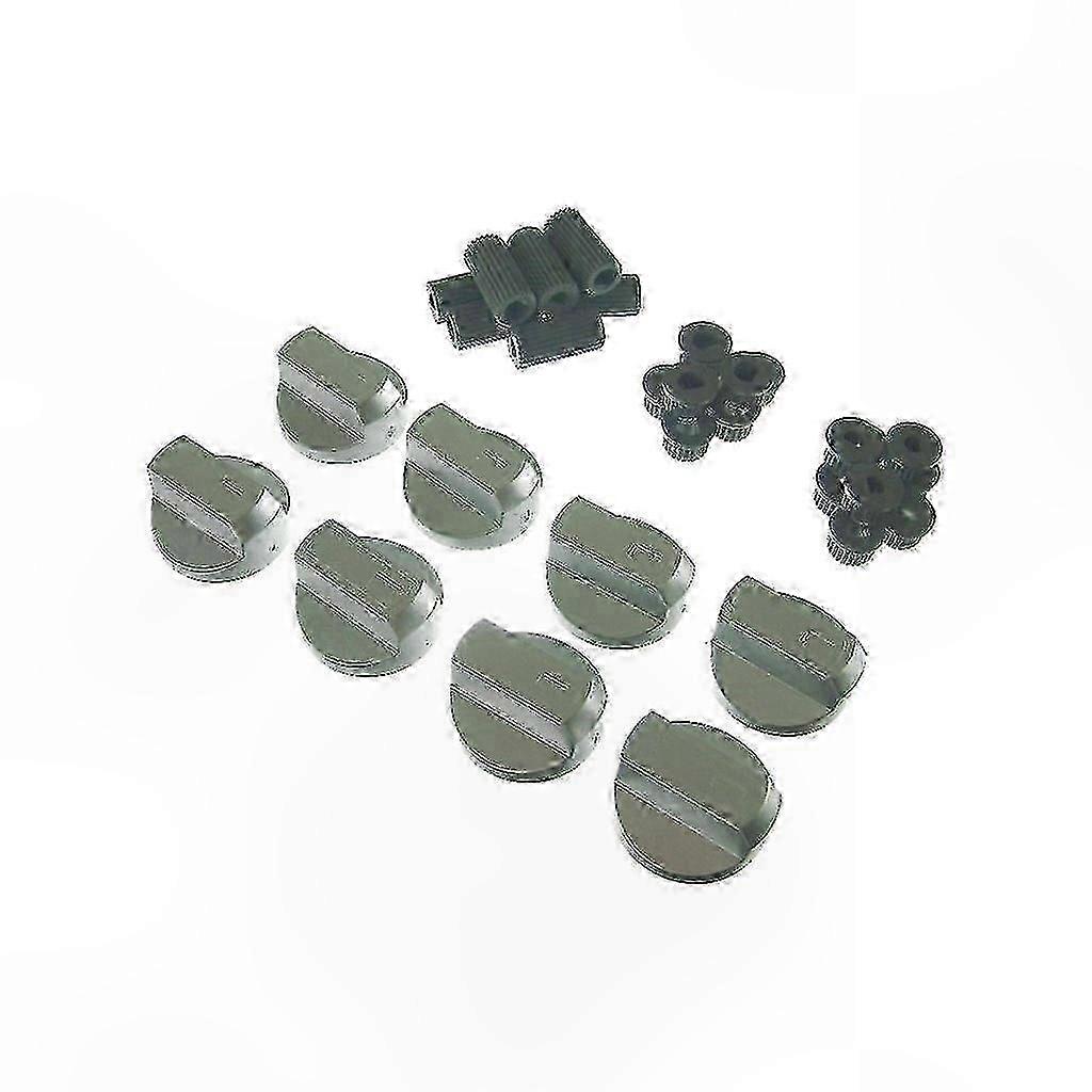 Universal Cooker Oven Grill Knobs and Adaptors Set, Silver, 8 Pieces