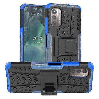 For Nokia G11 / G21 støtsikker anti-fall dekk mønster design deksel PC + Tpu hybrid robust rustning telefonveske med innebygd støtte - oransje xinda