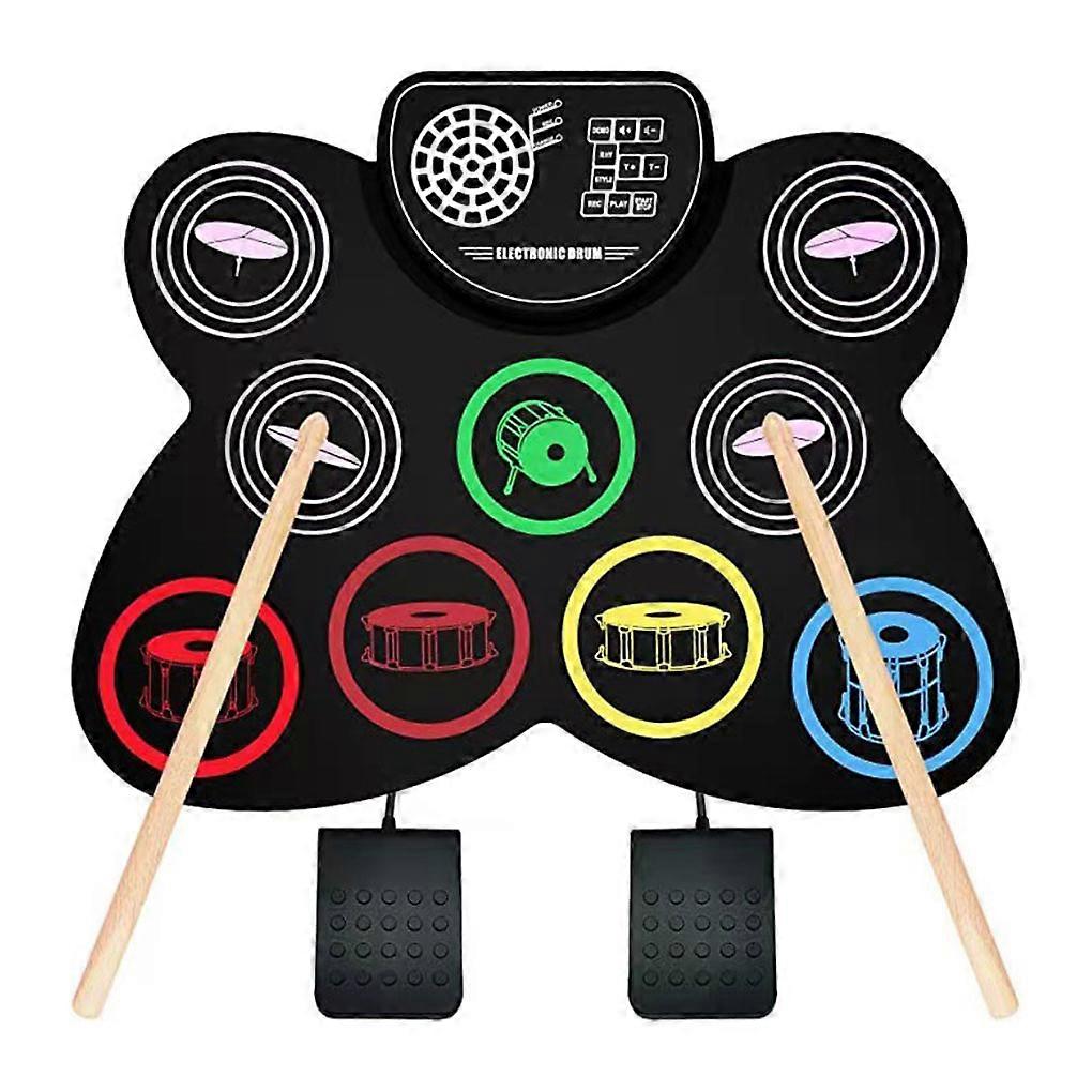 Colorful Drum Practice Pad With Headphone Socket For Silent Practice Silicone Hand Roll Rack Drum