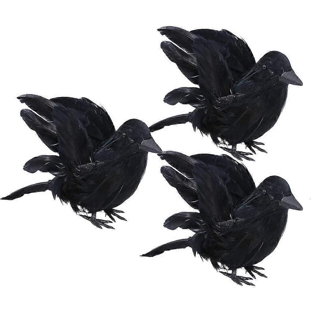 Halloween Crow Props Crow Ornaments for Decor 6Pcs
