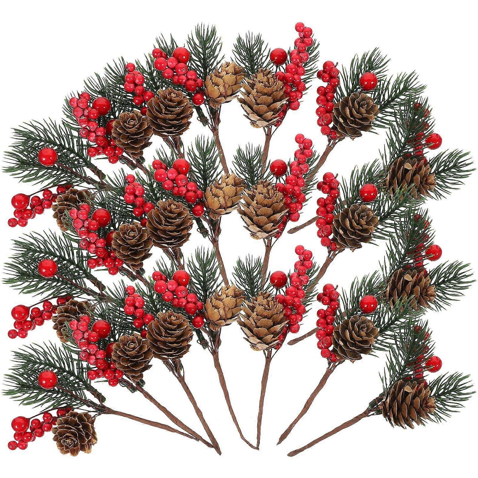 Simulation Pine Decor Artificial Red Berry Branch for Decoration 100Pcs