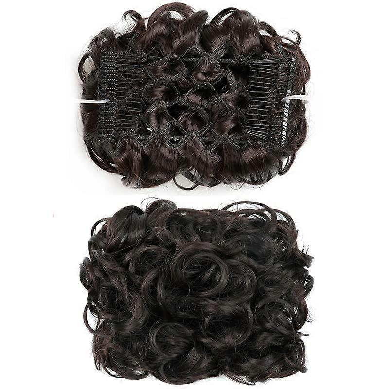 Hair Bun Extensions Synthetic Curly Updo With Comb Clips, Scrunchie Hairpiece, Chignon Ponytail For Women, Color