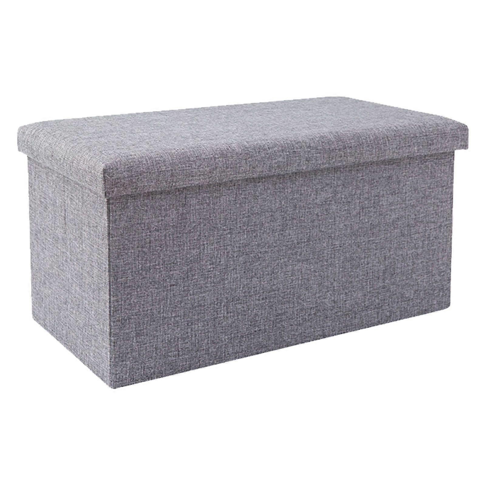 Folding Fabric Storage Ottoman Collapsible Storage Footrest Stool Multifunctional Storage Box for Living Room Dormitory Grey S