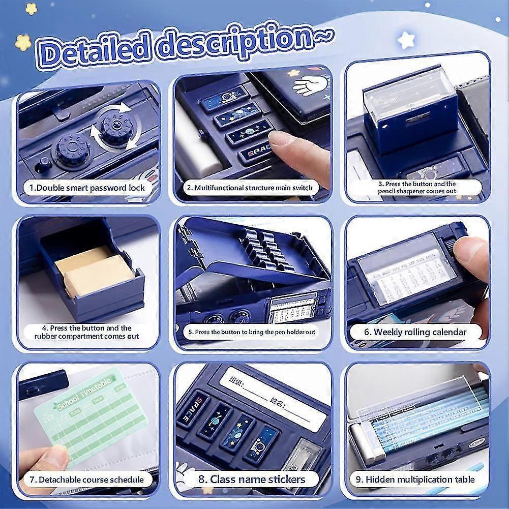 Double Layer Large Capacity Multifunctional Stationery Box Password