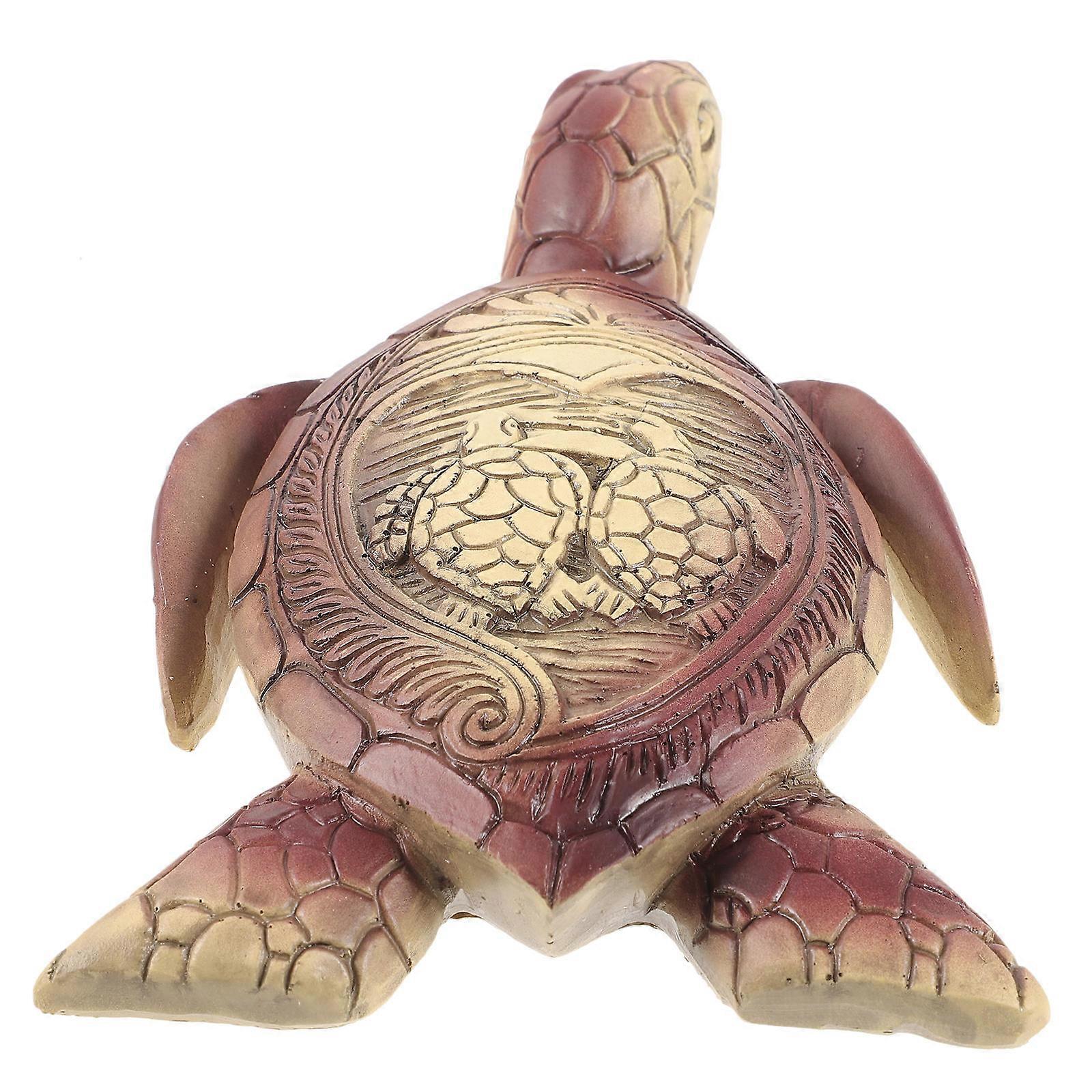 Resin Tortoise Figurine for Decorative Use with 3Pcs Resin Animal Models