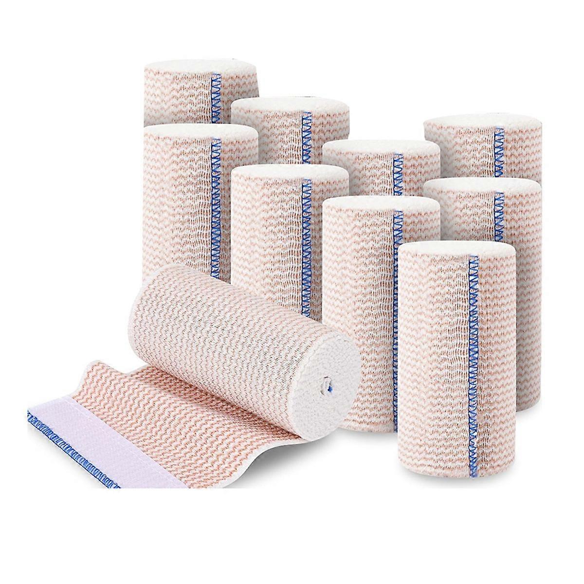 10 Pack Elastic Bandage Wrap 4 Inch, Compression Wrap Bandage for Legs, Lymphedema Wraps for Legs, Ankle, Knee, Tummy