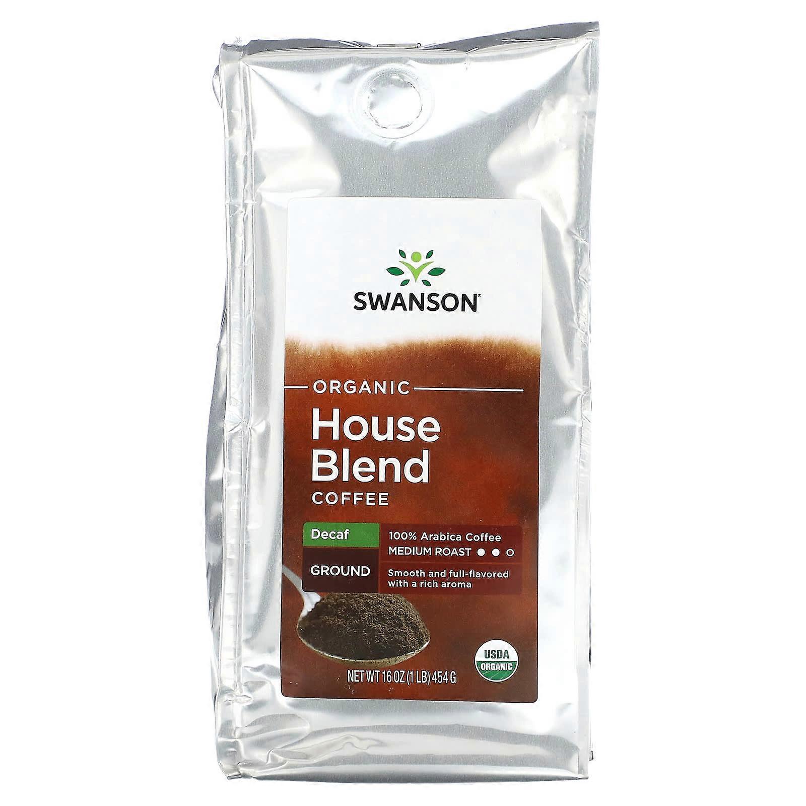 Organic House Blend Coffee, Ground, Medium Roast, Decaf, 1 lb (454 g)