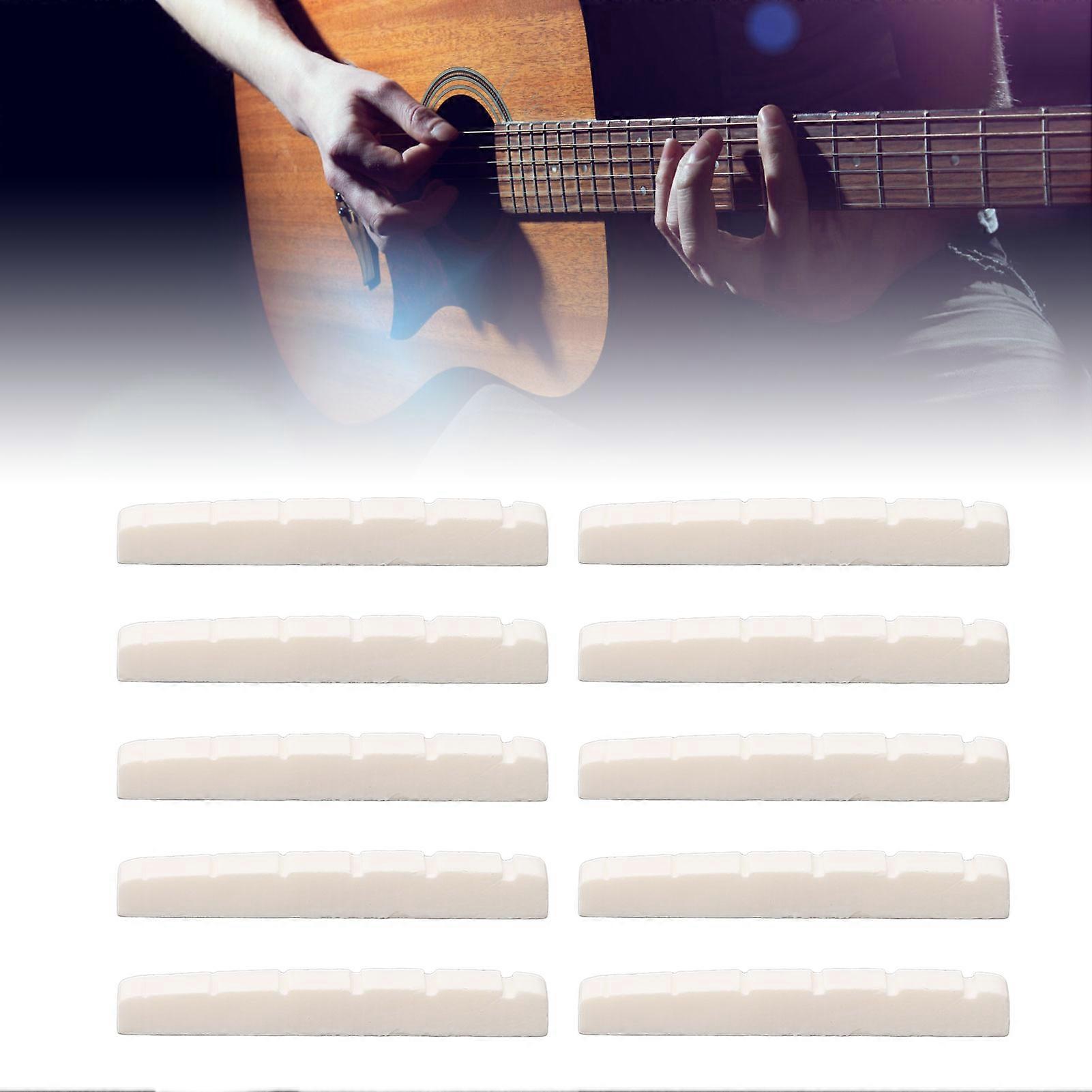 10Pcs DJ25B Bone Guitar Nut 42mm Flat Bottom 6 String Set