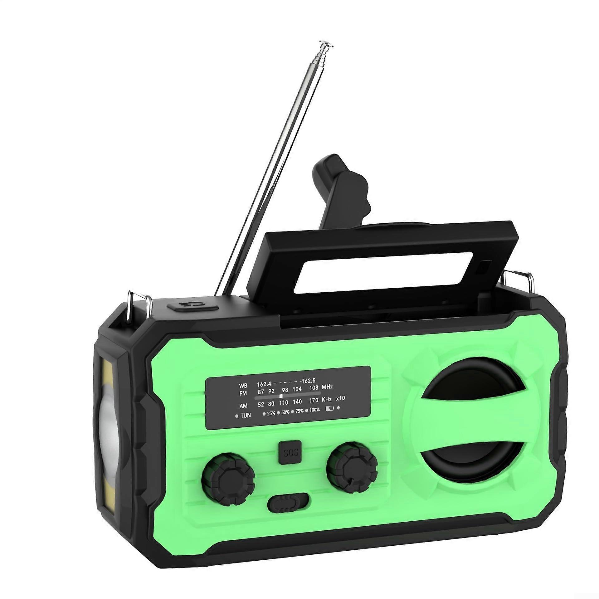 Multifunctional 4000mAh Radio With Solar And Hand Crank Charging In Black