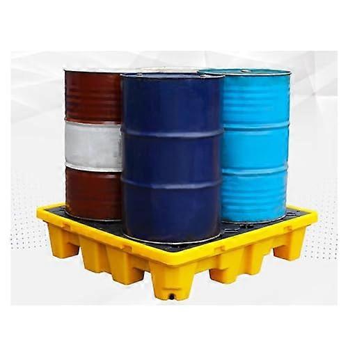 Heavyduty Oil Drum Spill Tray 140L Polyethylene Containment With Removable Grid For Paint Buckets Yellow 130x68x15 Cm