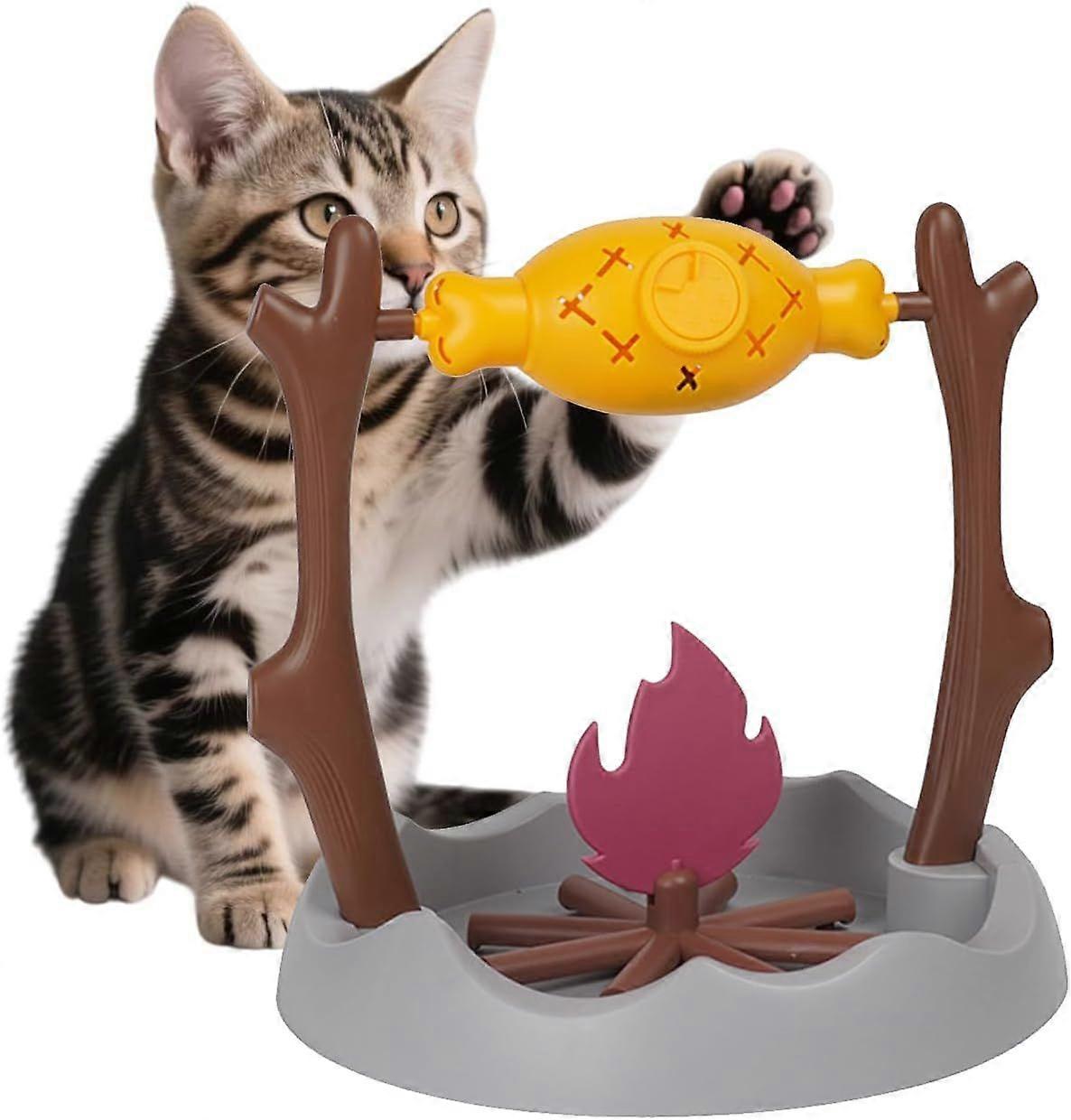 Cat Treat-Dispensing Slow Puzzle Feeder Bowls, Unique Rotatable Roast and Flame, Cognitive Training Game, Enrichment Interactive Stimulation Toys for