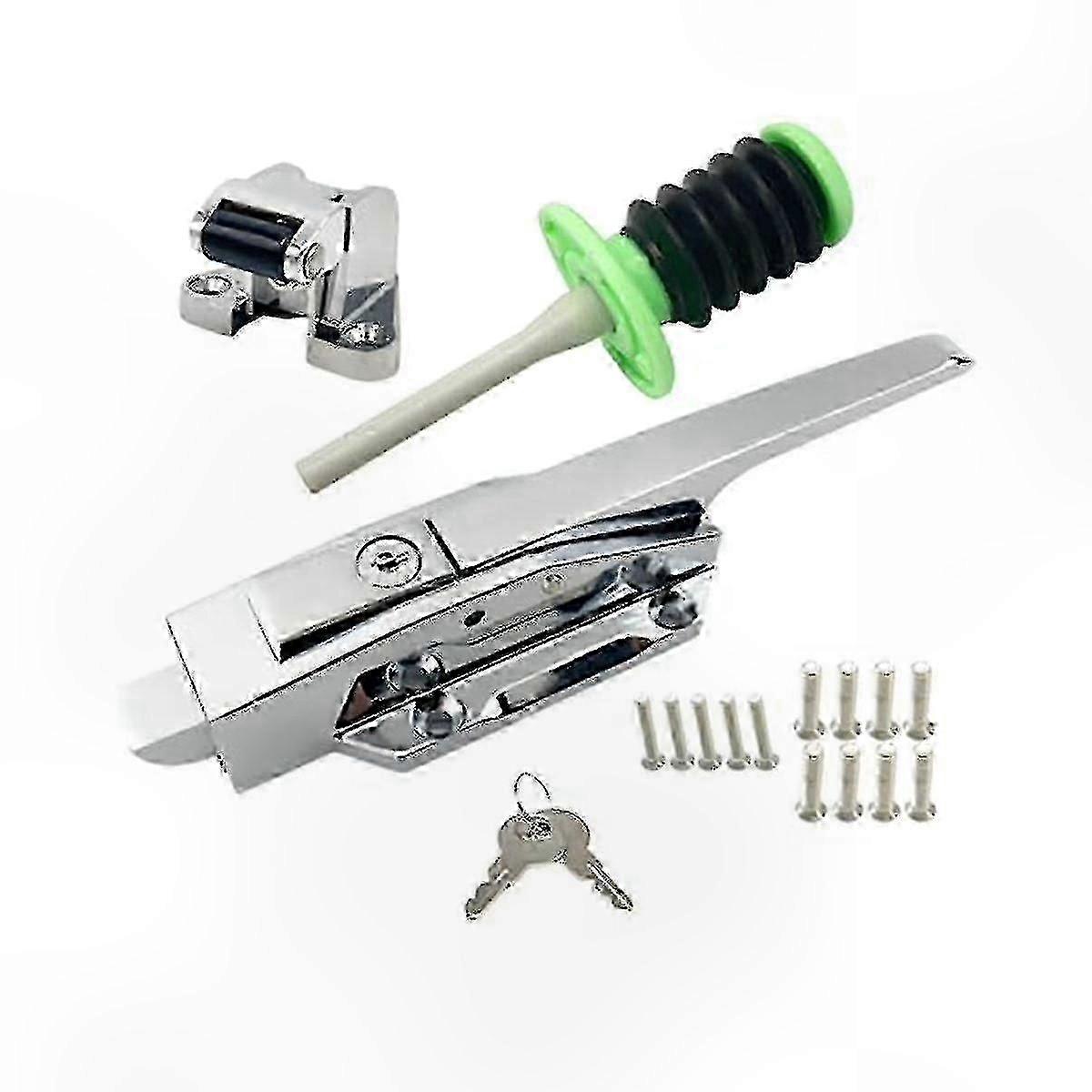 Adjustable Freezer Door Latch Kit with Safety Handle and Offset Strike
