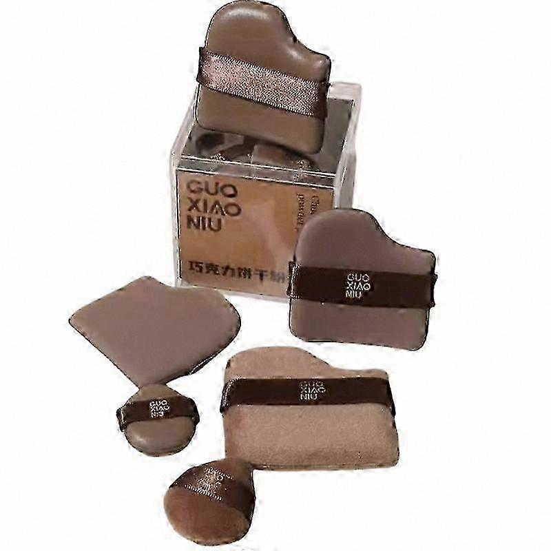 6-pack Chocolate Tone Quick Makeup Foundation Sponge Set For Flawless Application