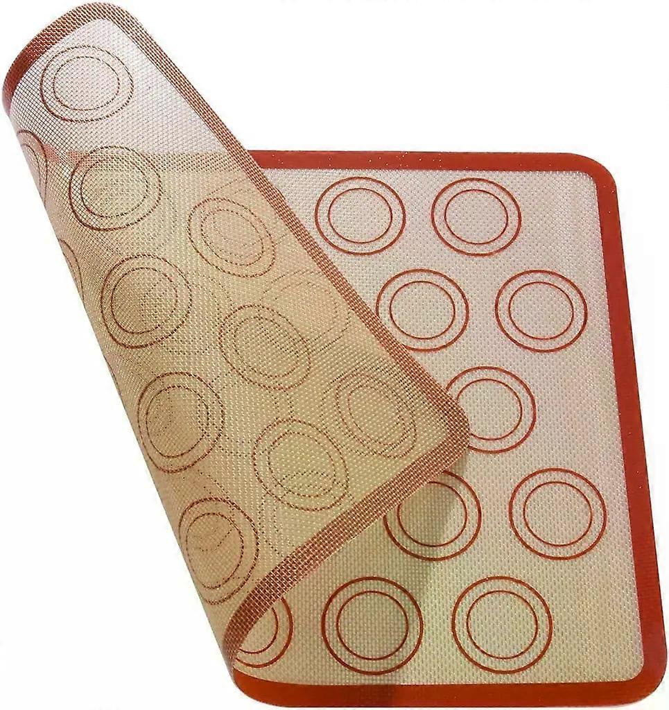 Non-stick silicone baking mat 420x295mm red with macaron circles (3cm/4.5cm) for