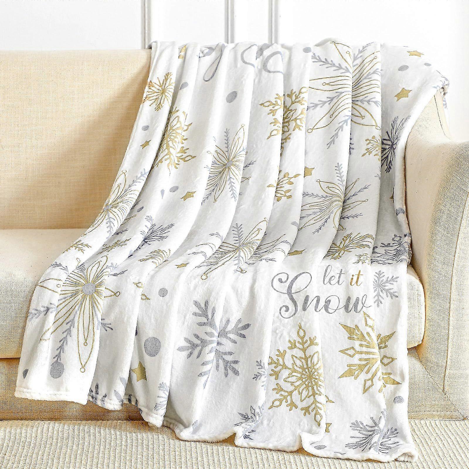 Christmas Throw Blanket Snowflake Couch Blanket Super Soft Flannel Throw Blanket
