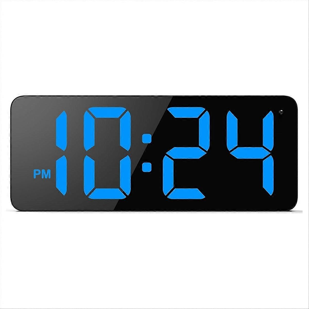 LED Digital Wall Clock with Large Display Digits, Auto-Dimming